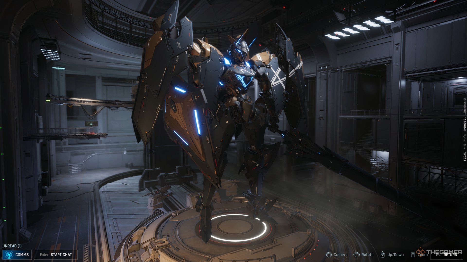 A Striker standing in the Striker Bay in Mecha Break. 