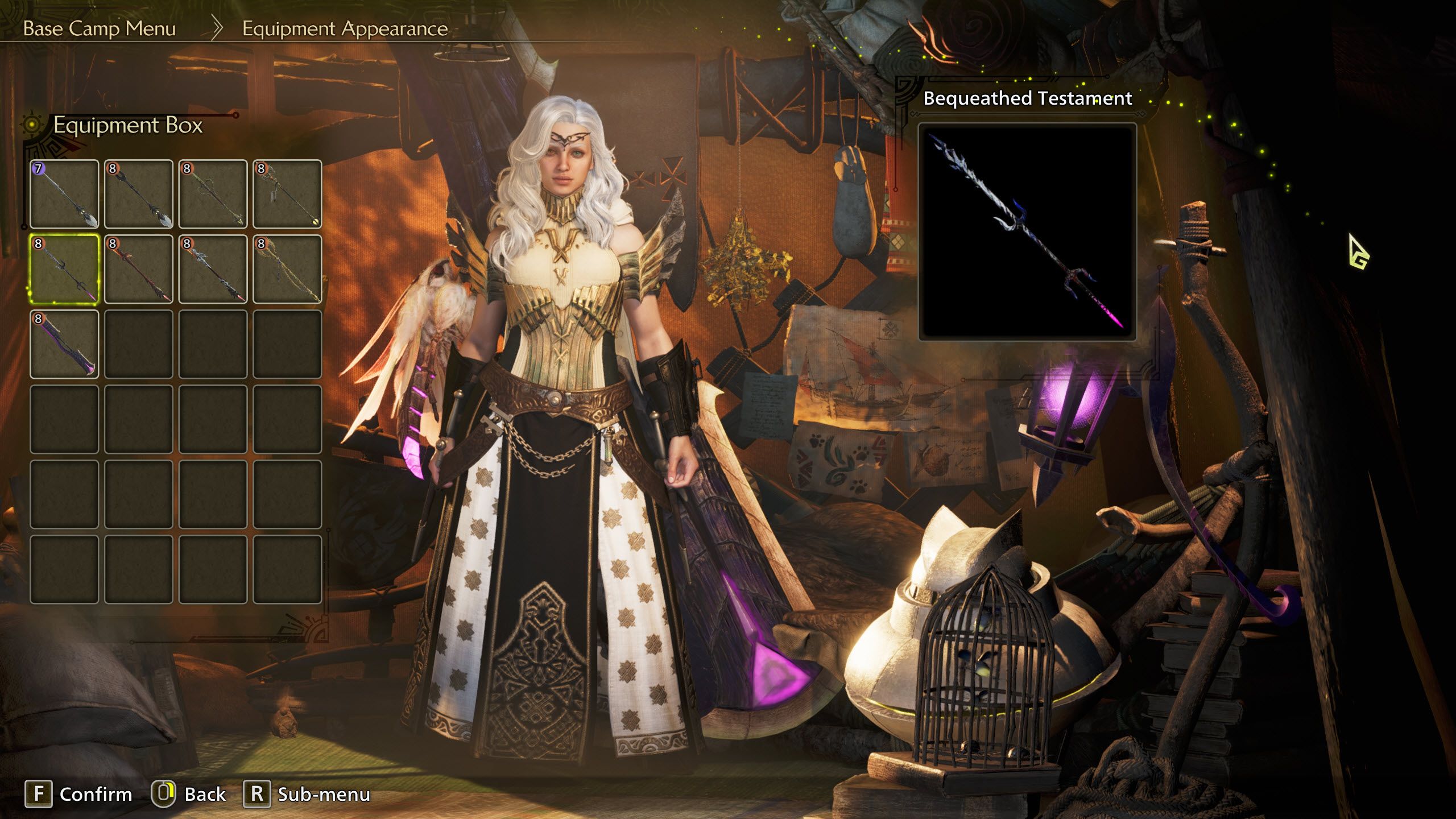 A menu showing different Layered Weapon options in Monster Hunter Wilds.