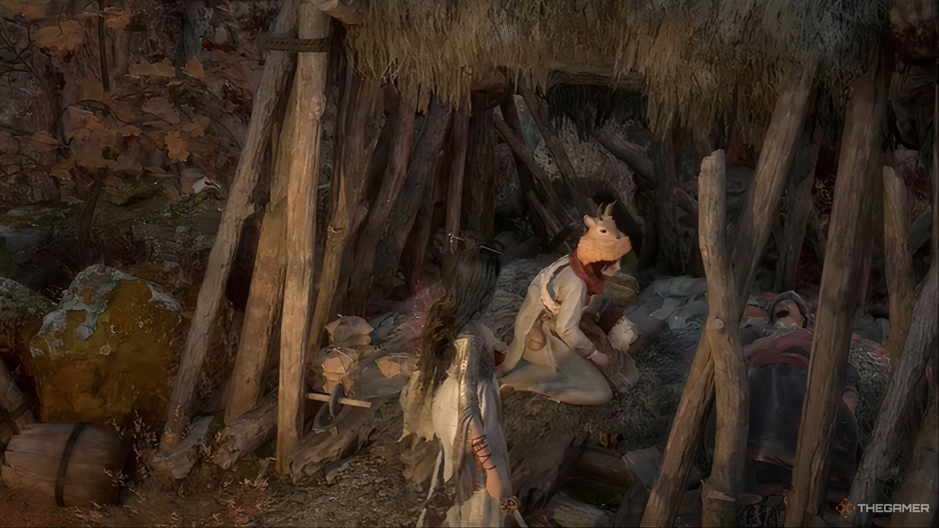 Shen Jing'an worries over her sick father, the butler, at the Refugee Camp in Wuchang: Fallen Feathers.