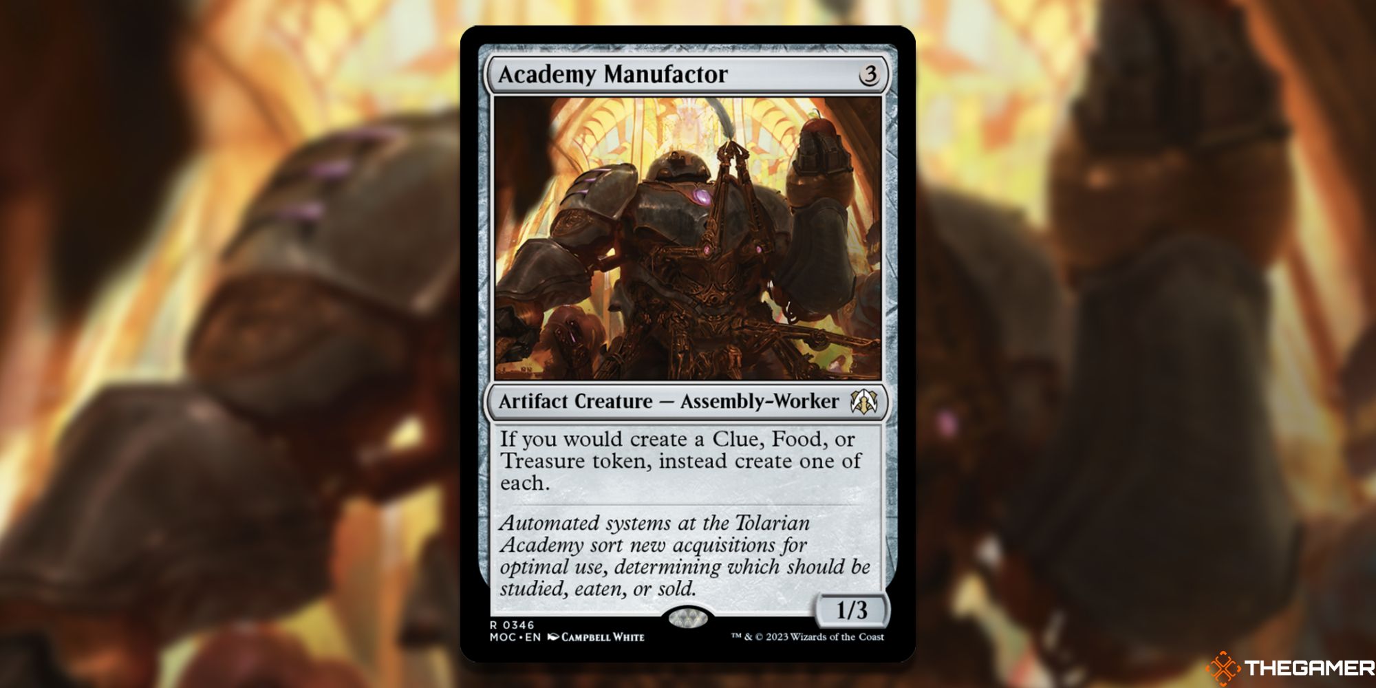 Image of the Academy Manufactor card in Magic: The Gathering, with art by Campbell White