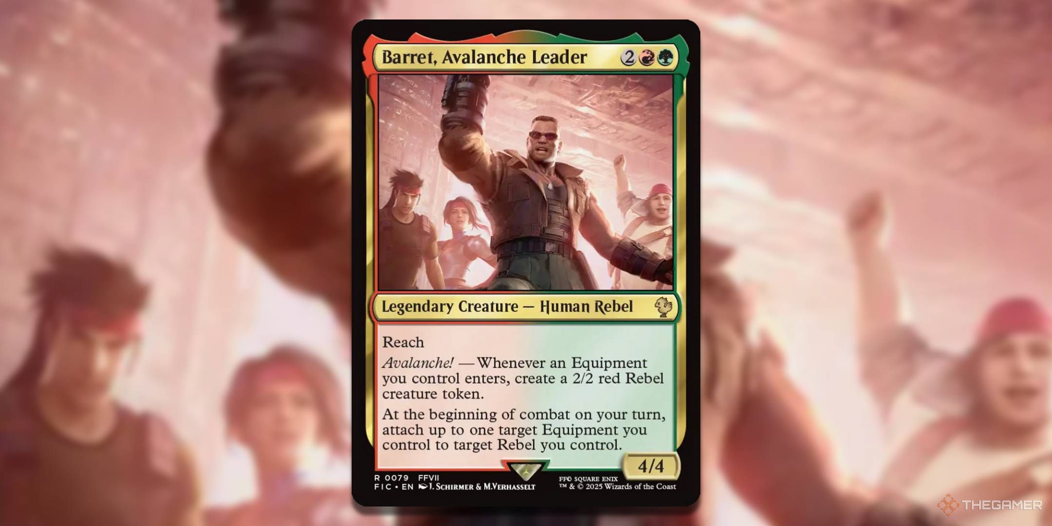 MTG Barret, Avalanche Leader card with the art in the background.