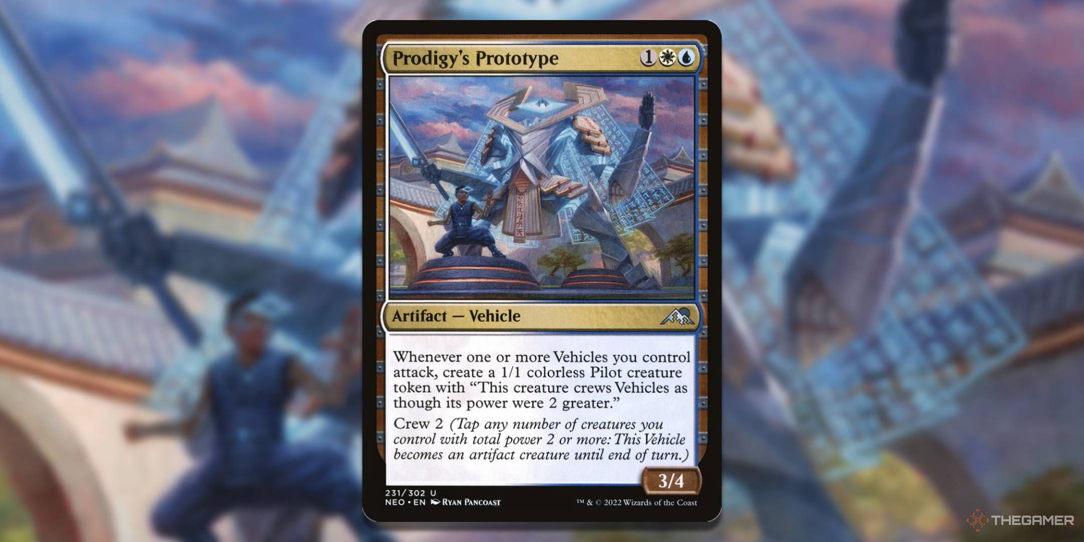 MTG Prodigy's Prototype card with the art in the background.