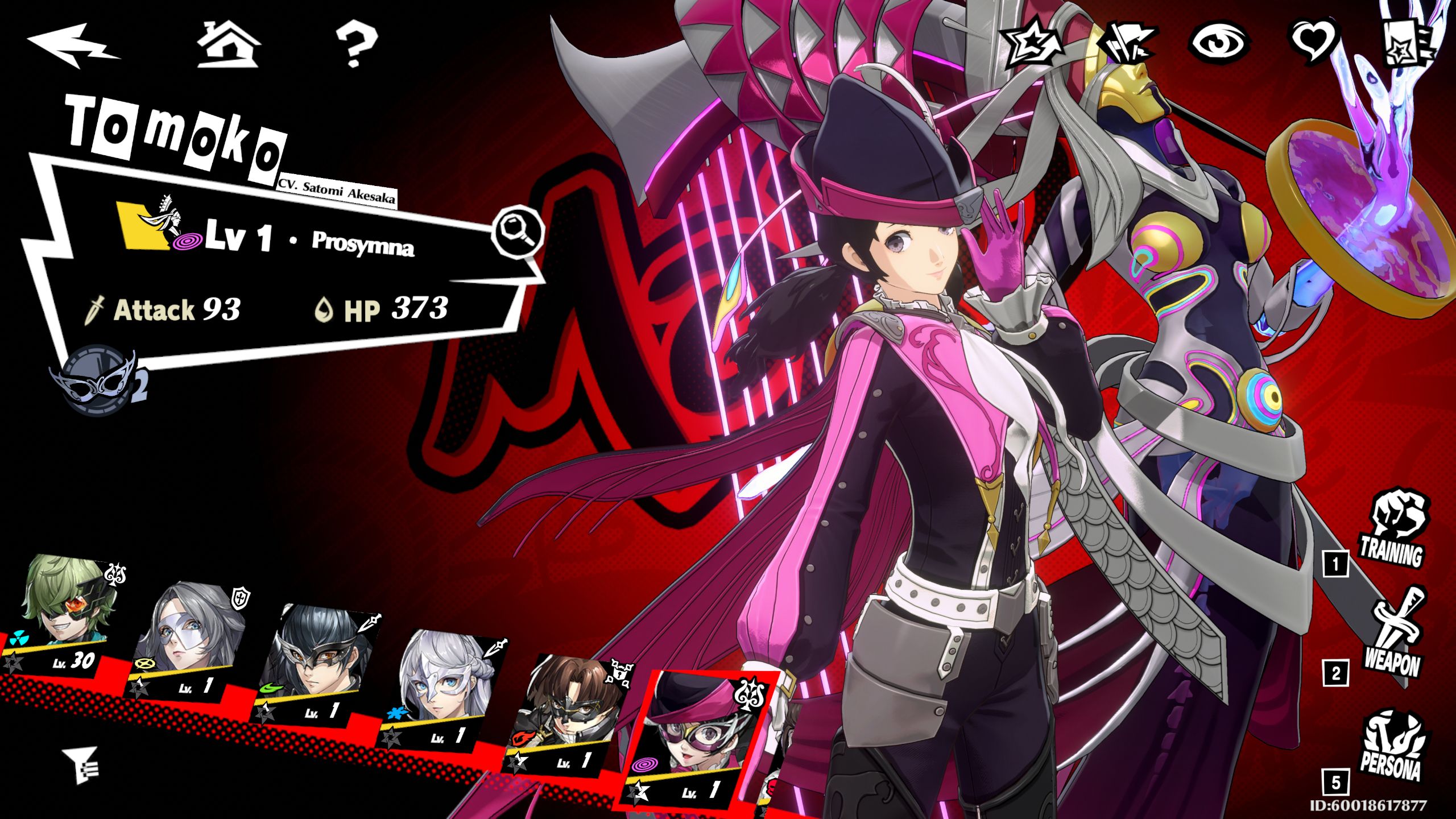 Moko Profile menu in Persona 5: The Phantom X.