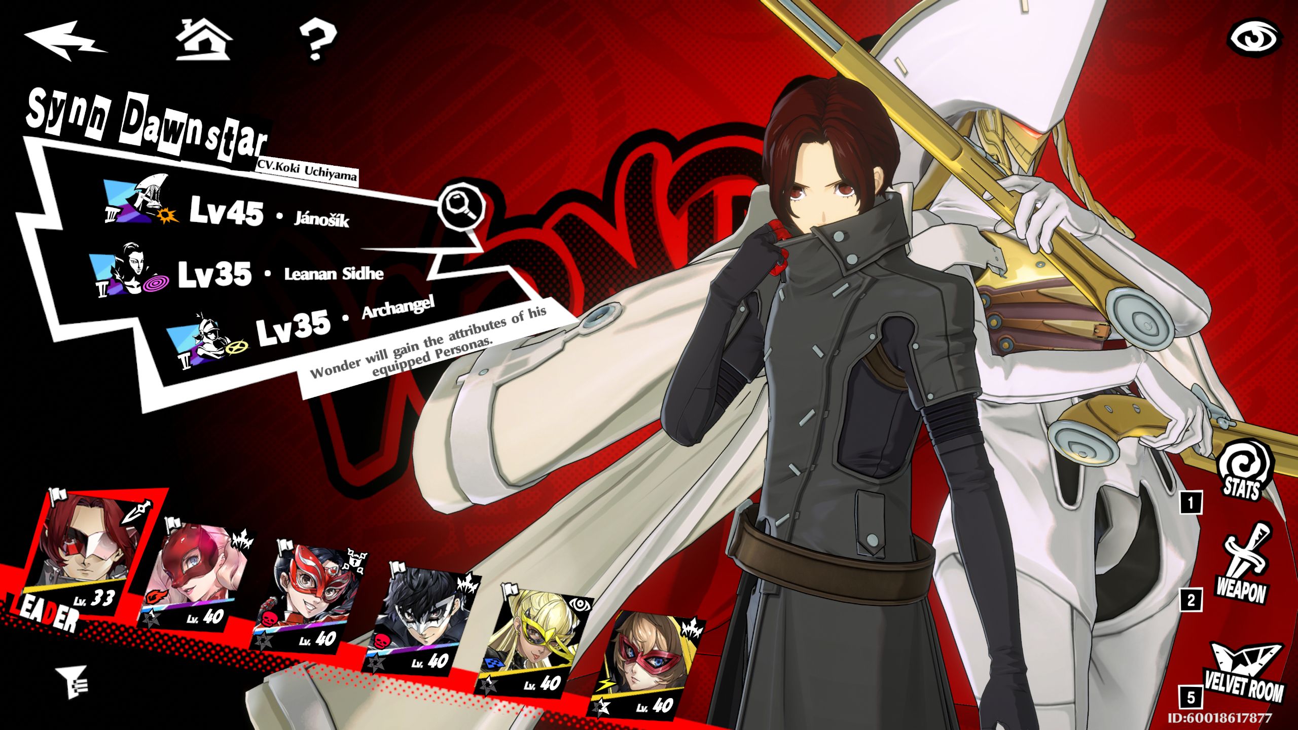 Wonder Profile menu in Persona 5: The Phantom X.