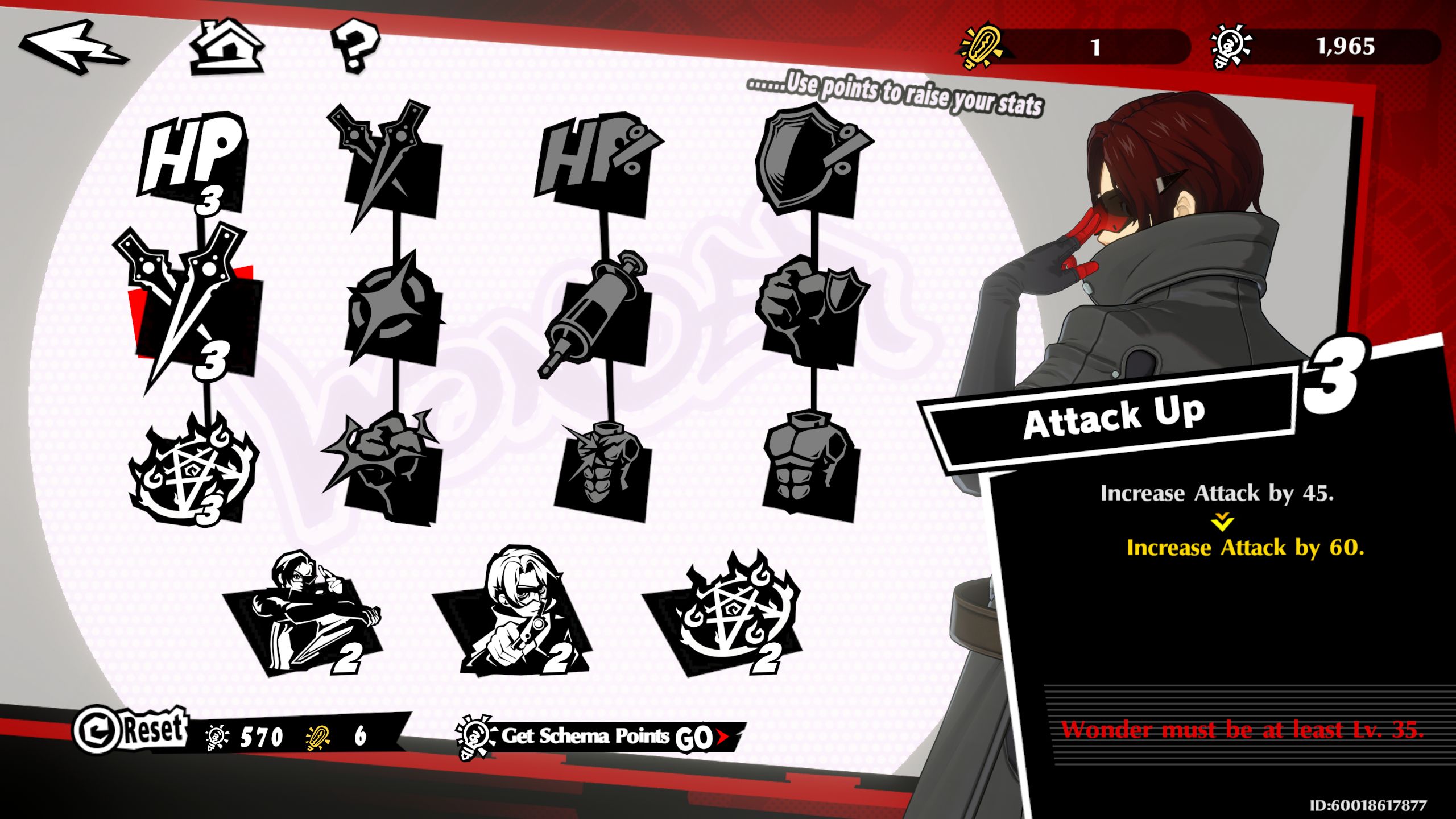 Wonder's Skill tree in Persona 5: The Phantom X.