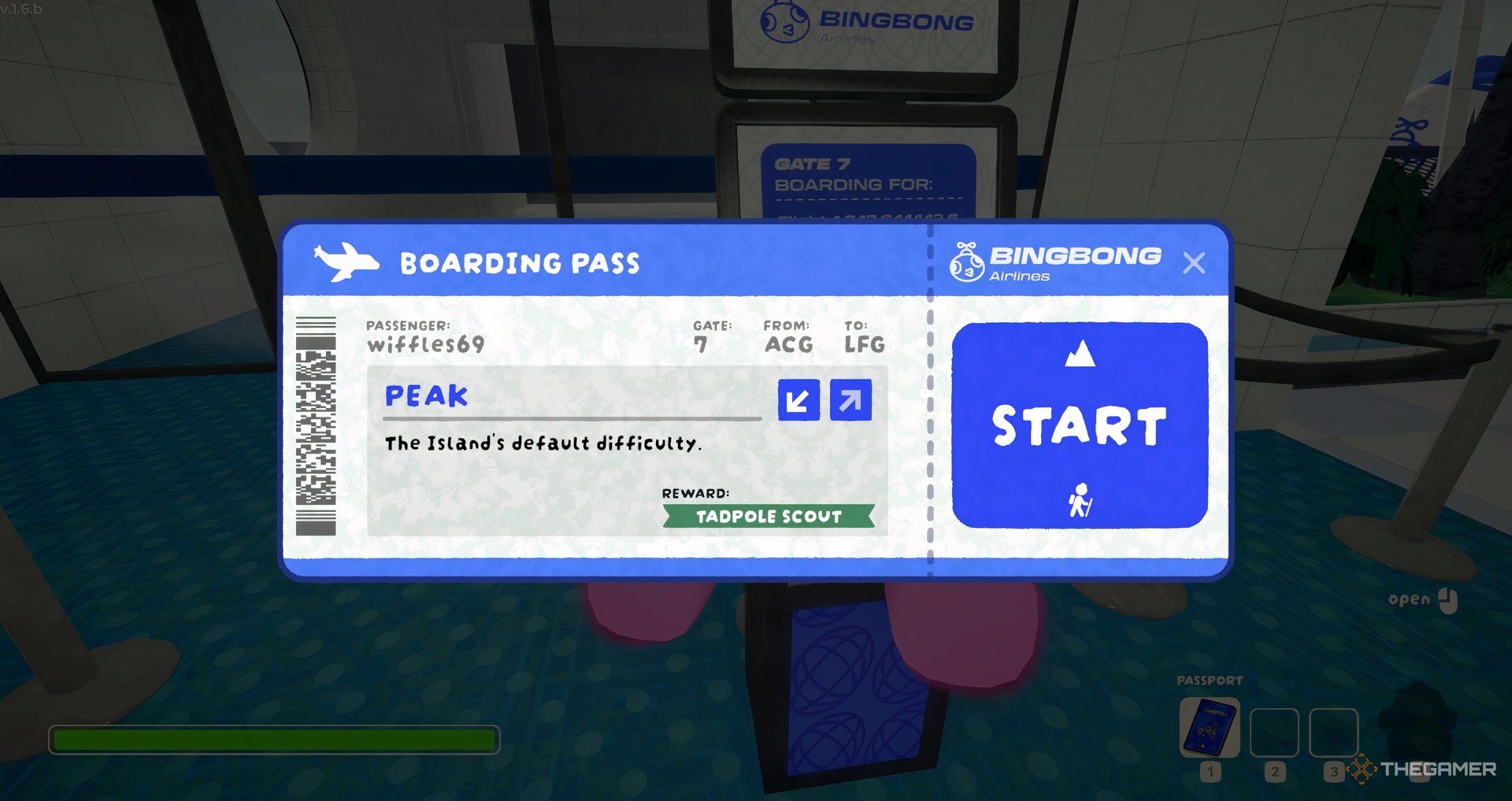 The players boarding pass with the Peak level selected in Peak. 