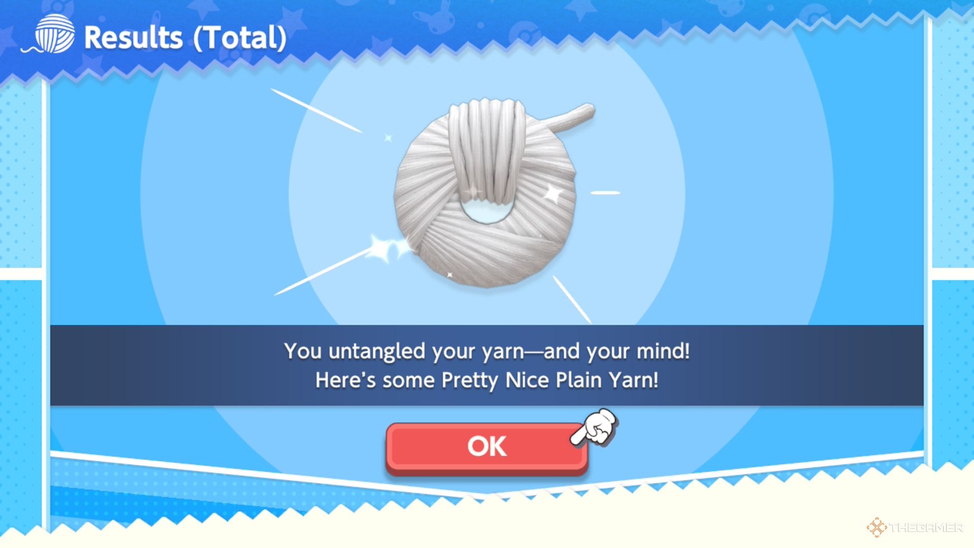 The Plain Yarn as a level reward in Pokemon Friends.