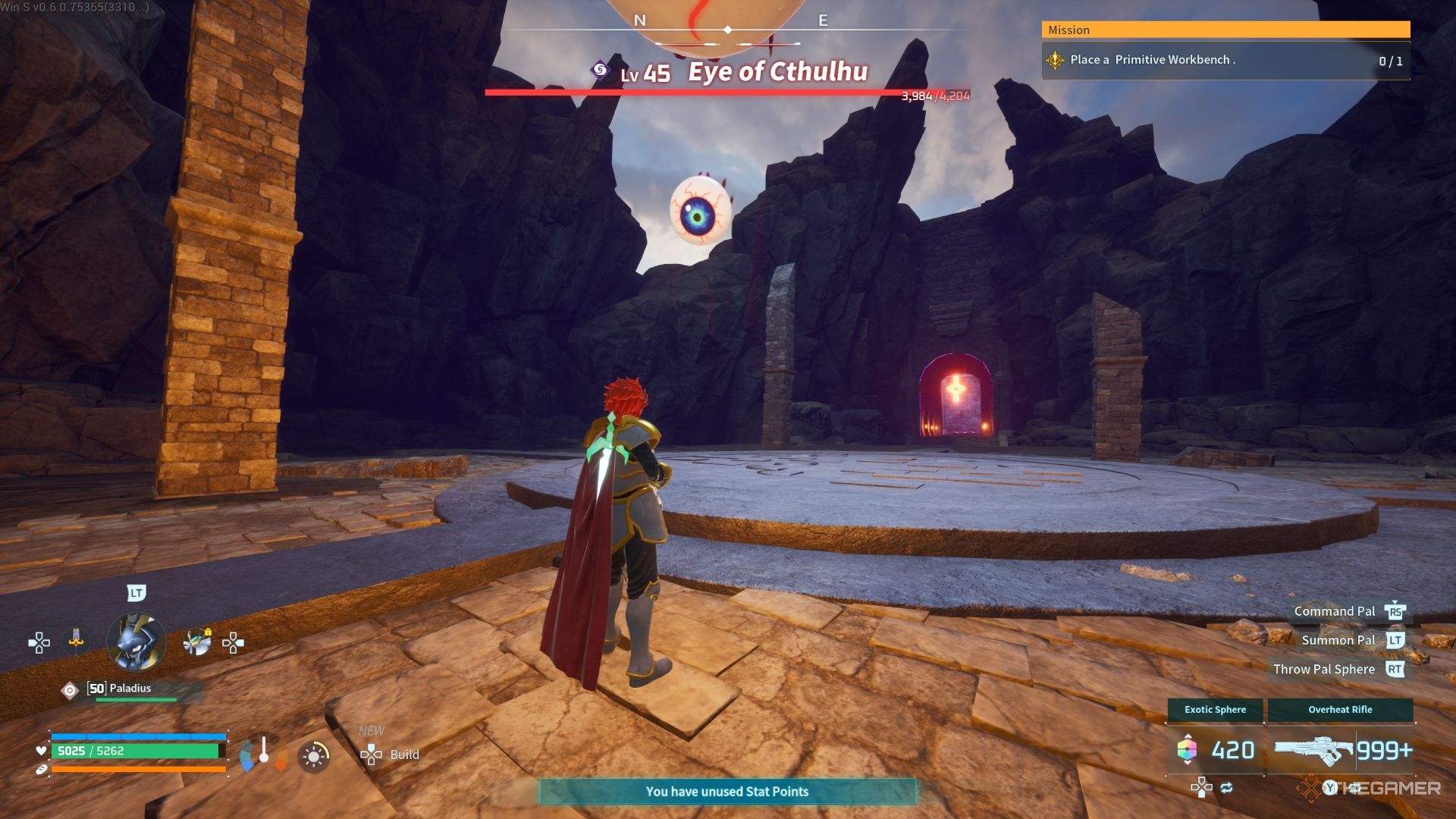 Player is fighting against the Eye of Cthulhu - Palworld
