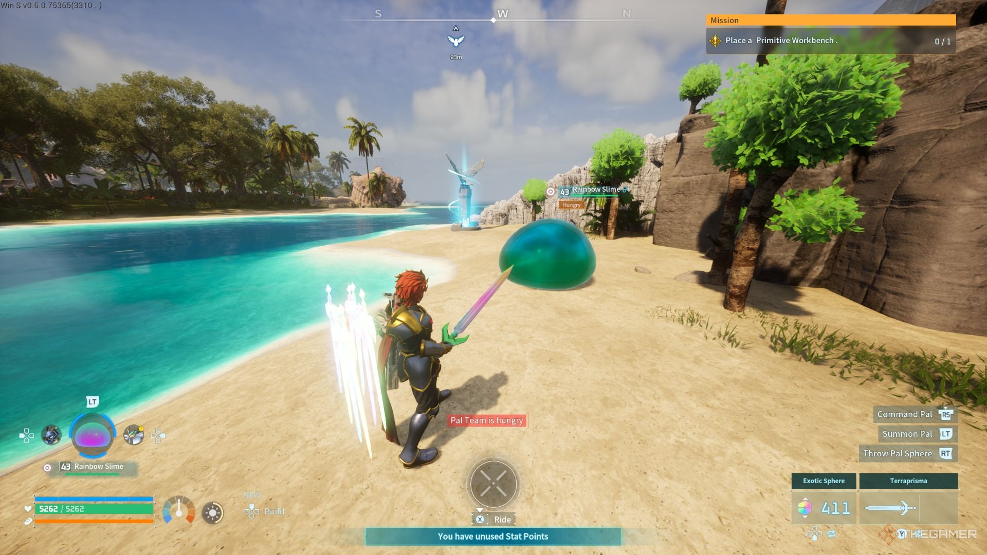 Player is standing in front of the Rainbow Slime - Palworld