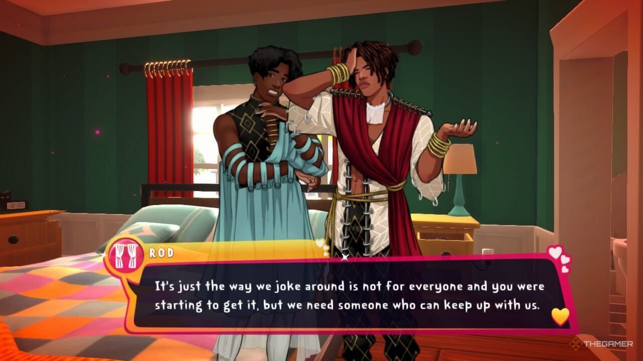 Rod tasking to be friends if you miss a shady joke and get Curt and Rod's friend ending in Date Everything!