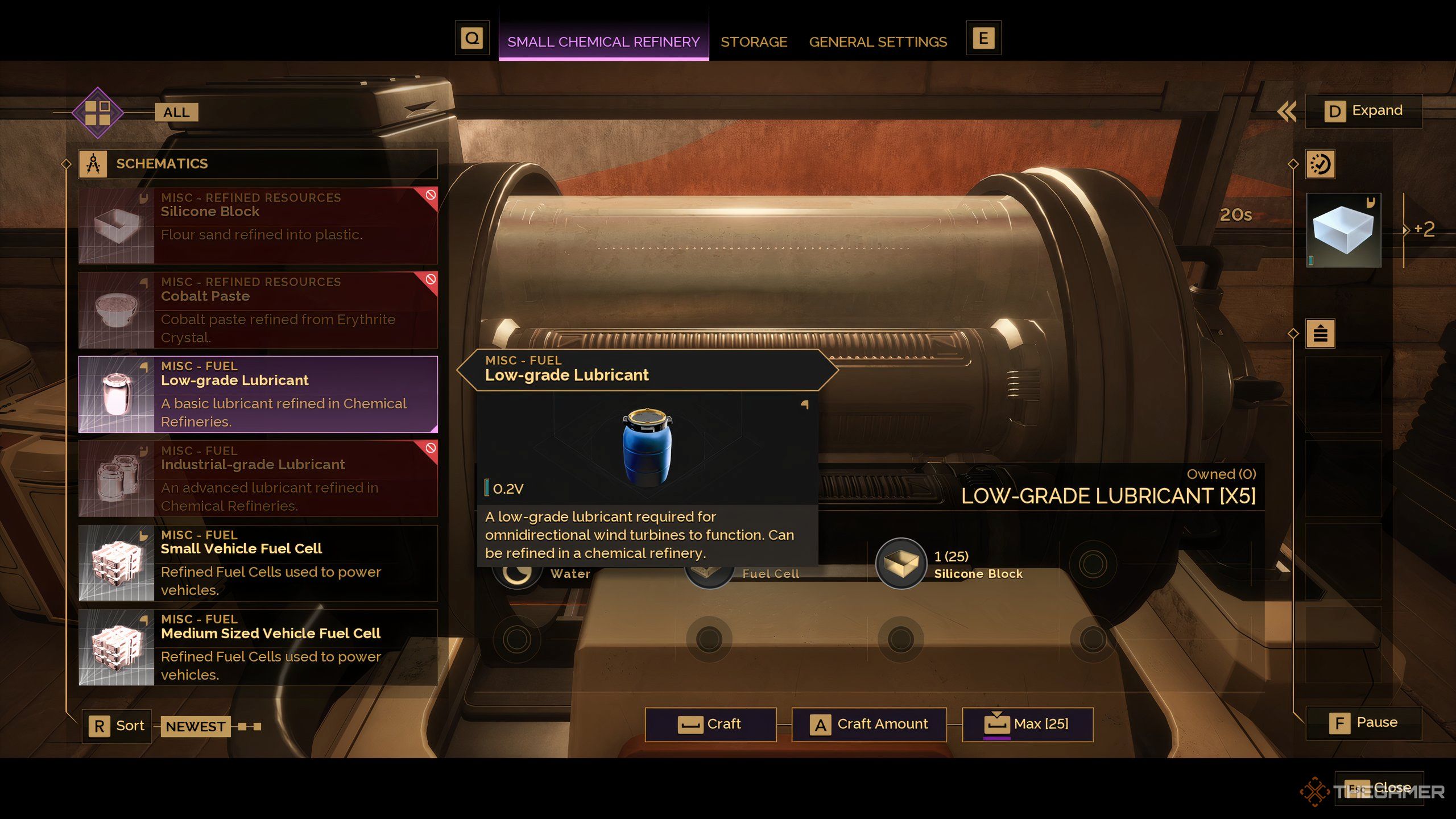 A small chemical refinery in Dune: Awakening crafts low-grade lubricant.