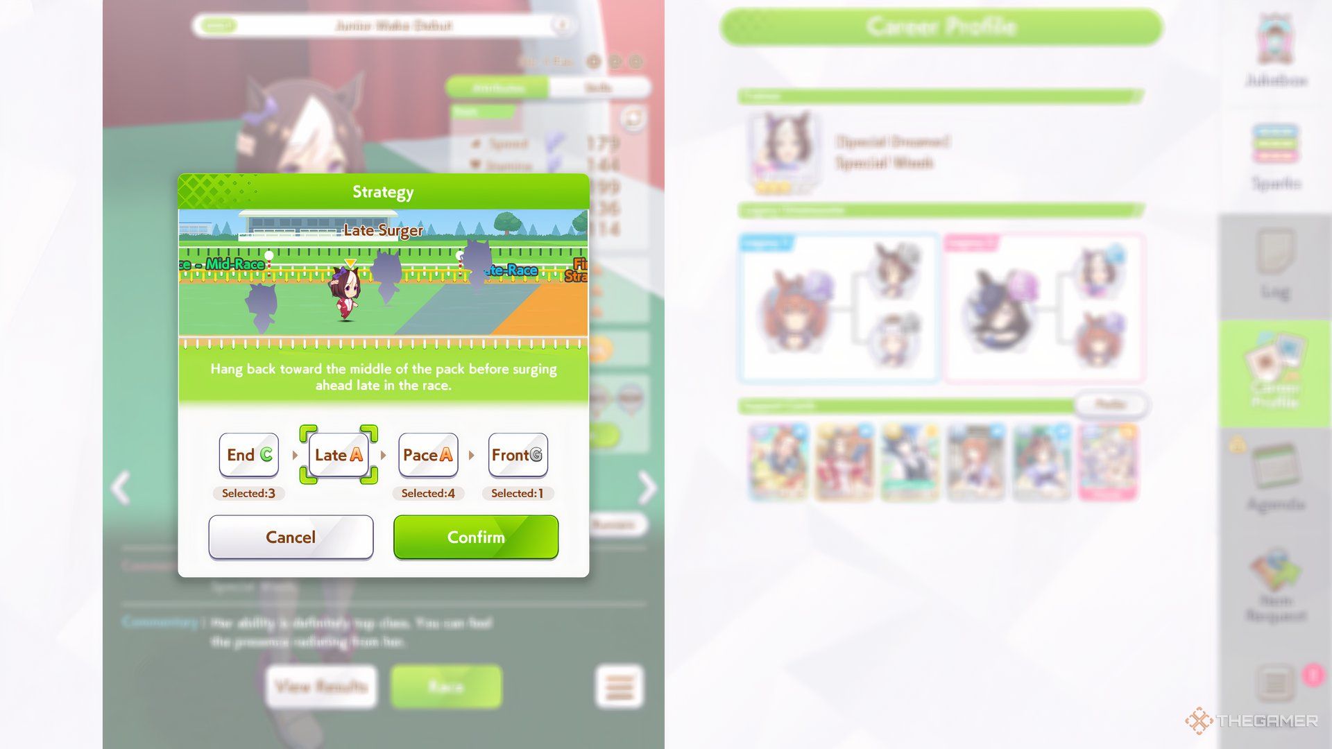 The style selection menu showing different strategies in Umamusume:Pretty Derby.