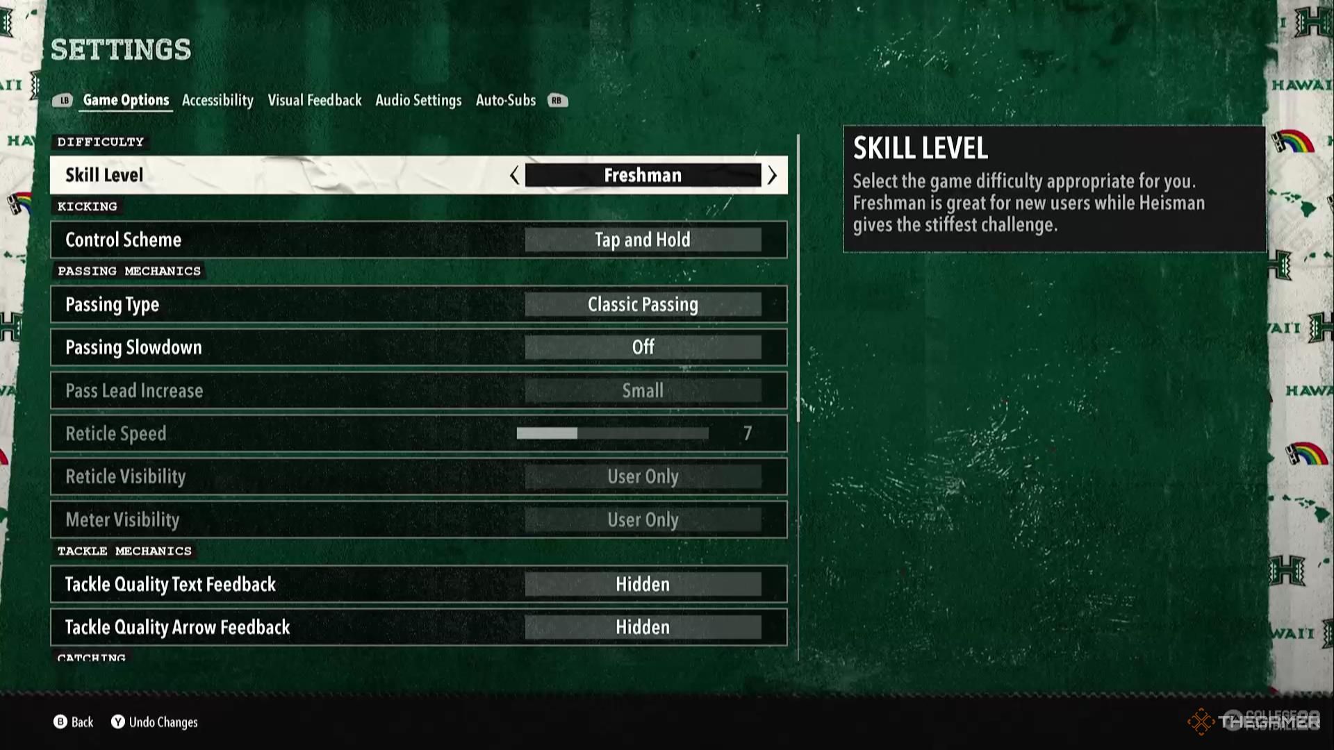 Skill Level options in College Football 26.