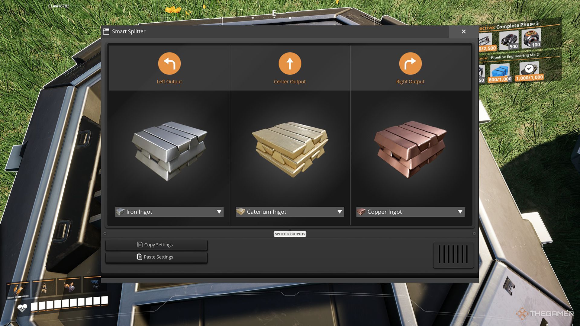 The interface for sorting items with the Smart Splitter in Satisfactory.