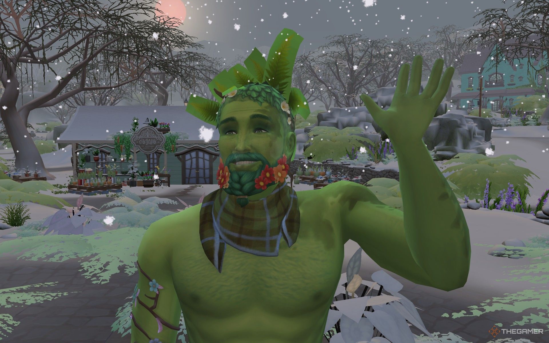 Spruce Almighty waving in The Sims 4 Enchanted by Nature.