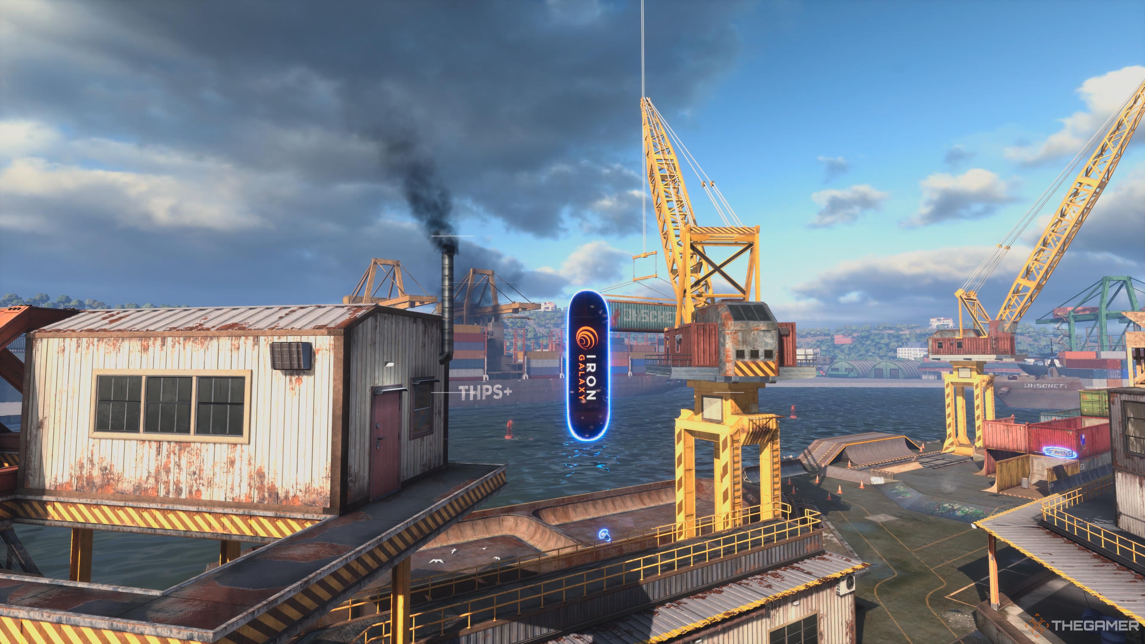 The hidden deck at the shipyard in Tony Hawk's Pro Skater 3+ 4.