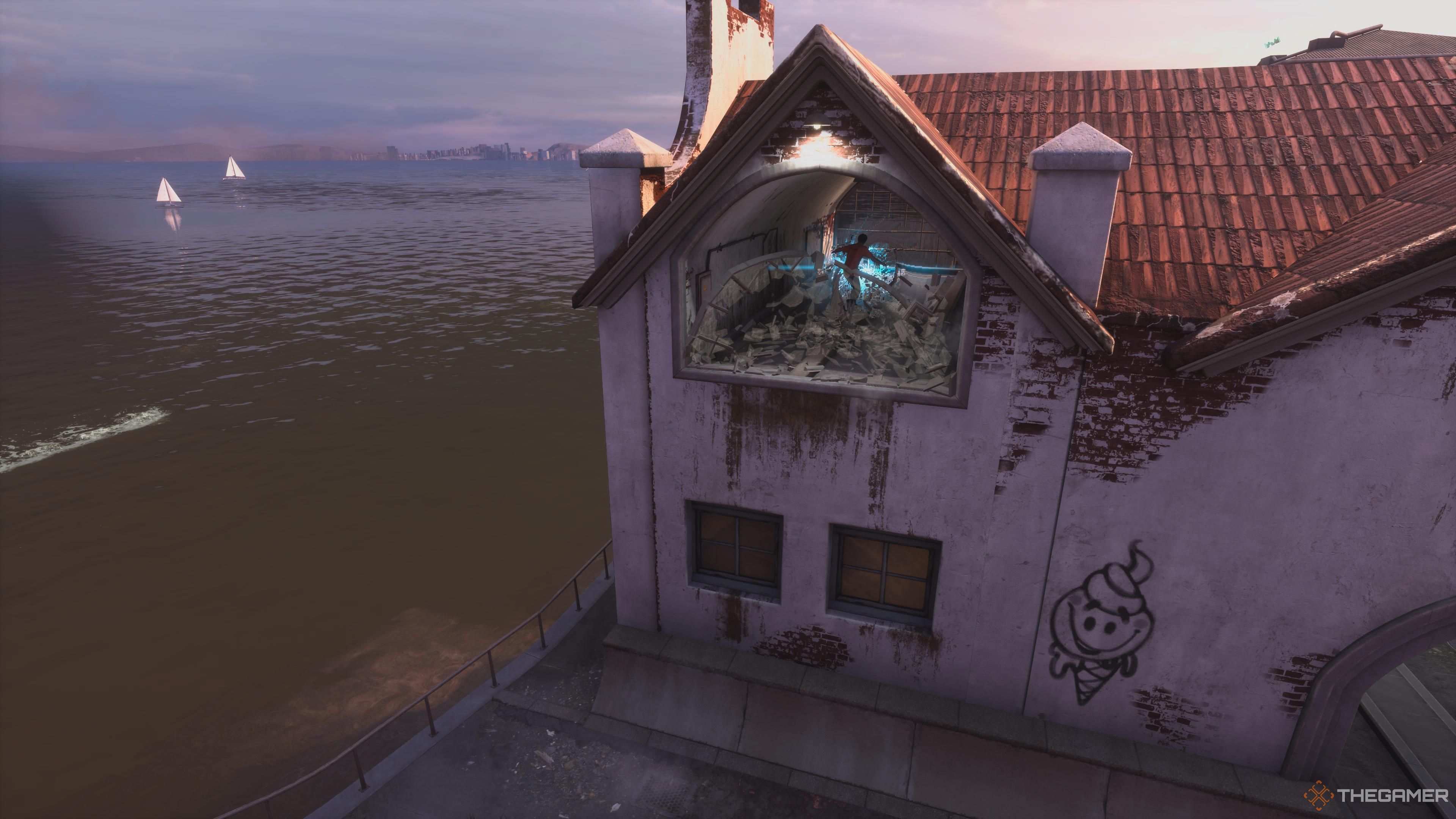 The hidden deck in Alcatraz in Tony Hawk's Pro Skater 3+ 4.