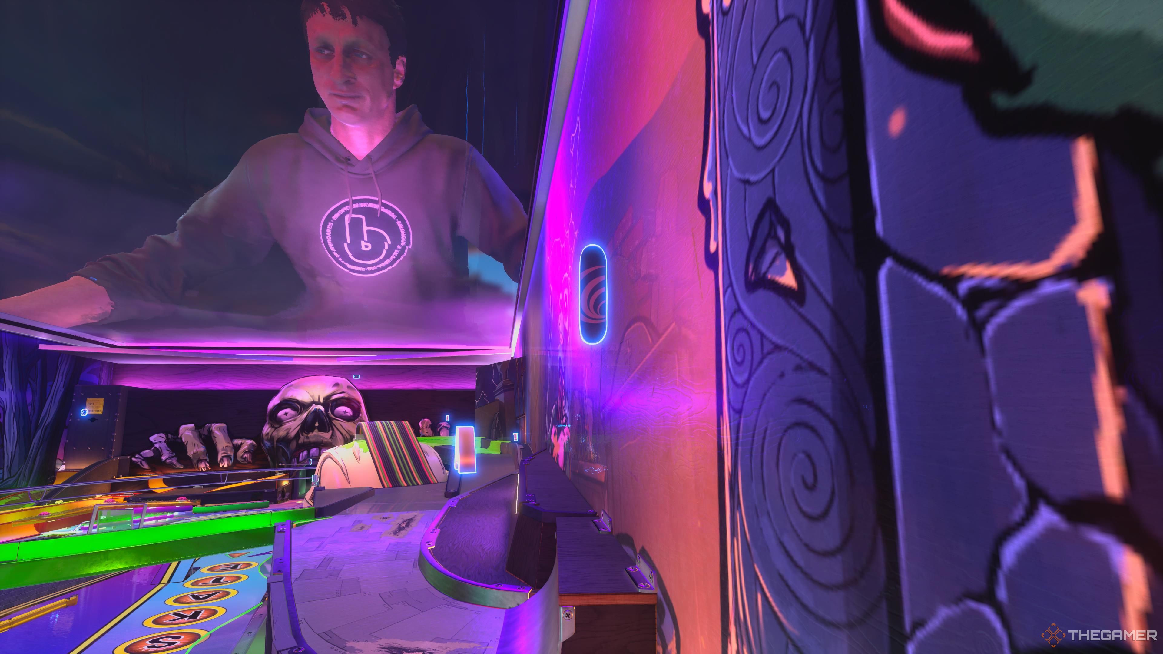 The hidden deck in the Pinball level in Tony Hawk's Pro Skater 3+ 4.