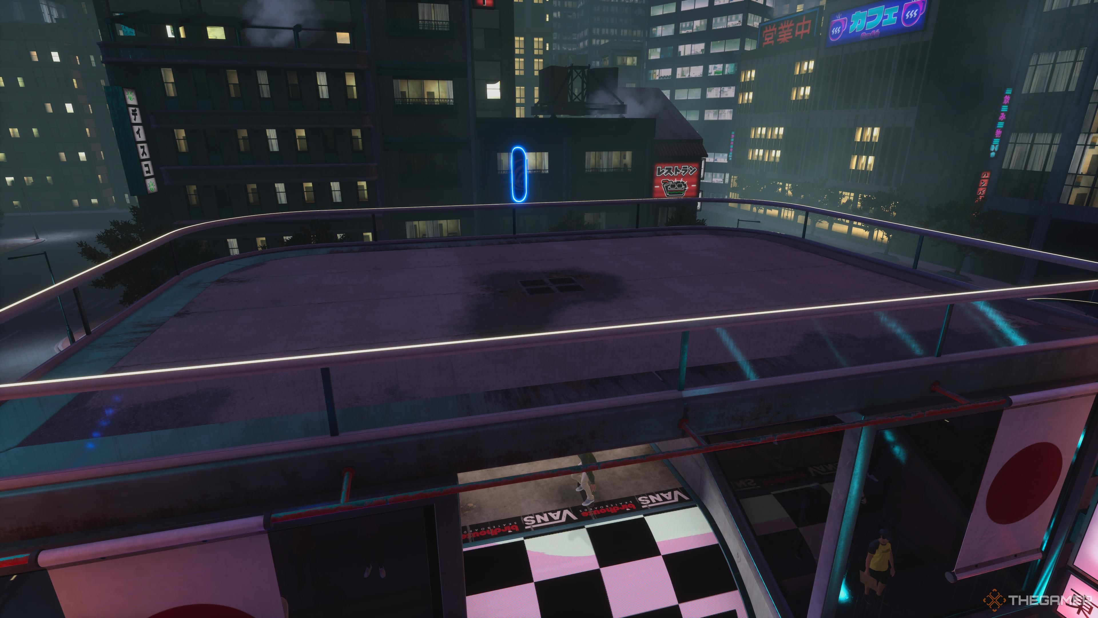 The hidden deck in Tokyo in Tony Hawk's Pro Skater 3+ 4.-2