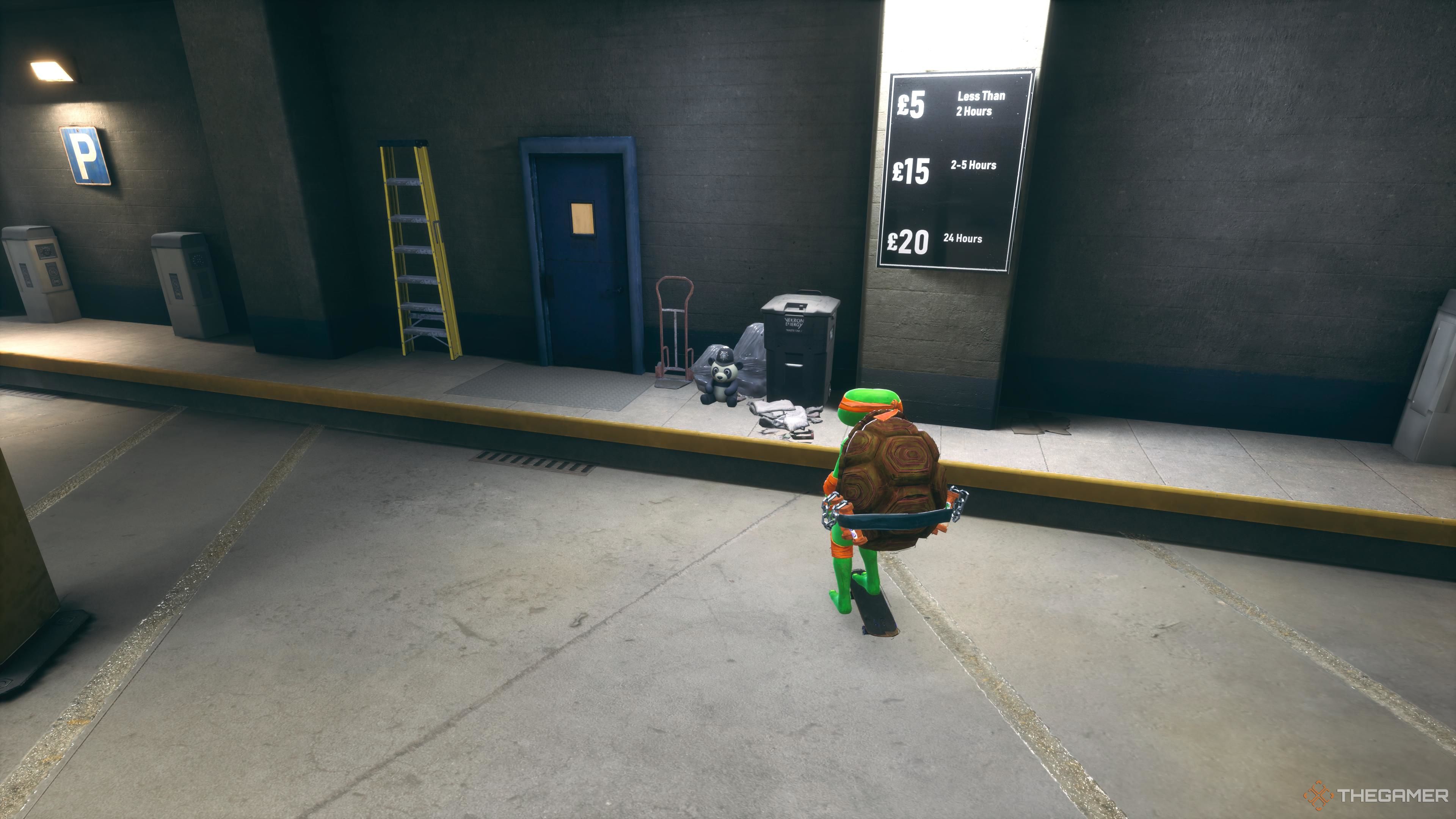 The Panda sitting the underground parking in the London stage of Tony Hawk's Pro Skater 3 + 4.-1
