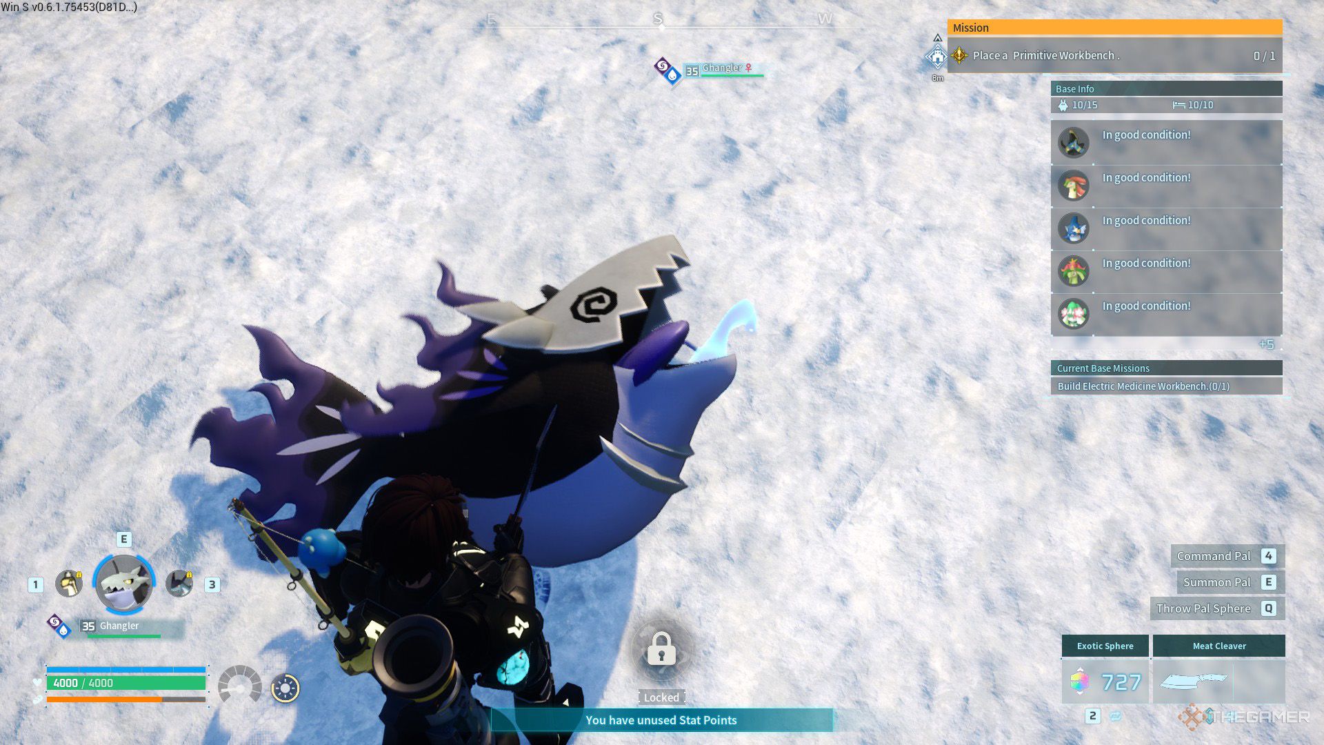 The player slaughters a Ghangler in Palworld.