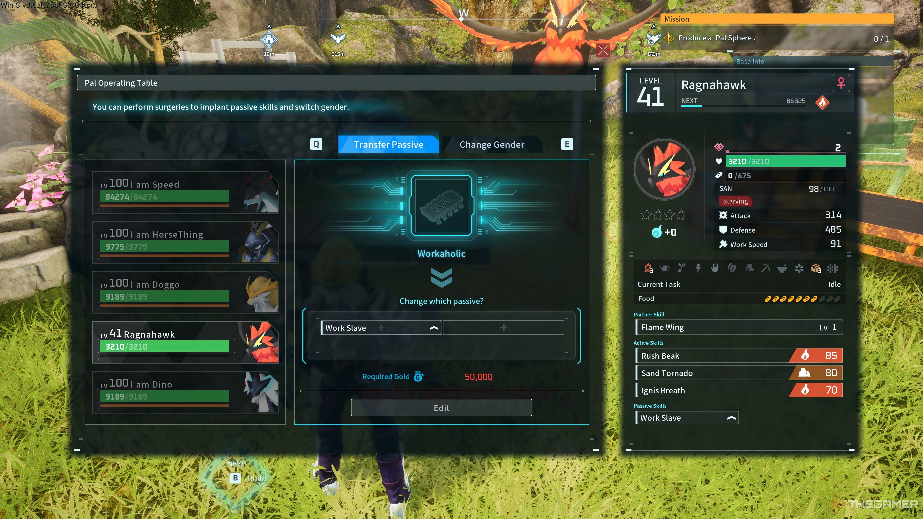 Transfer Passive screen on Surgery Table in Palworld.