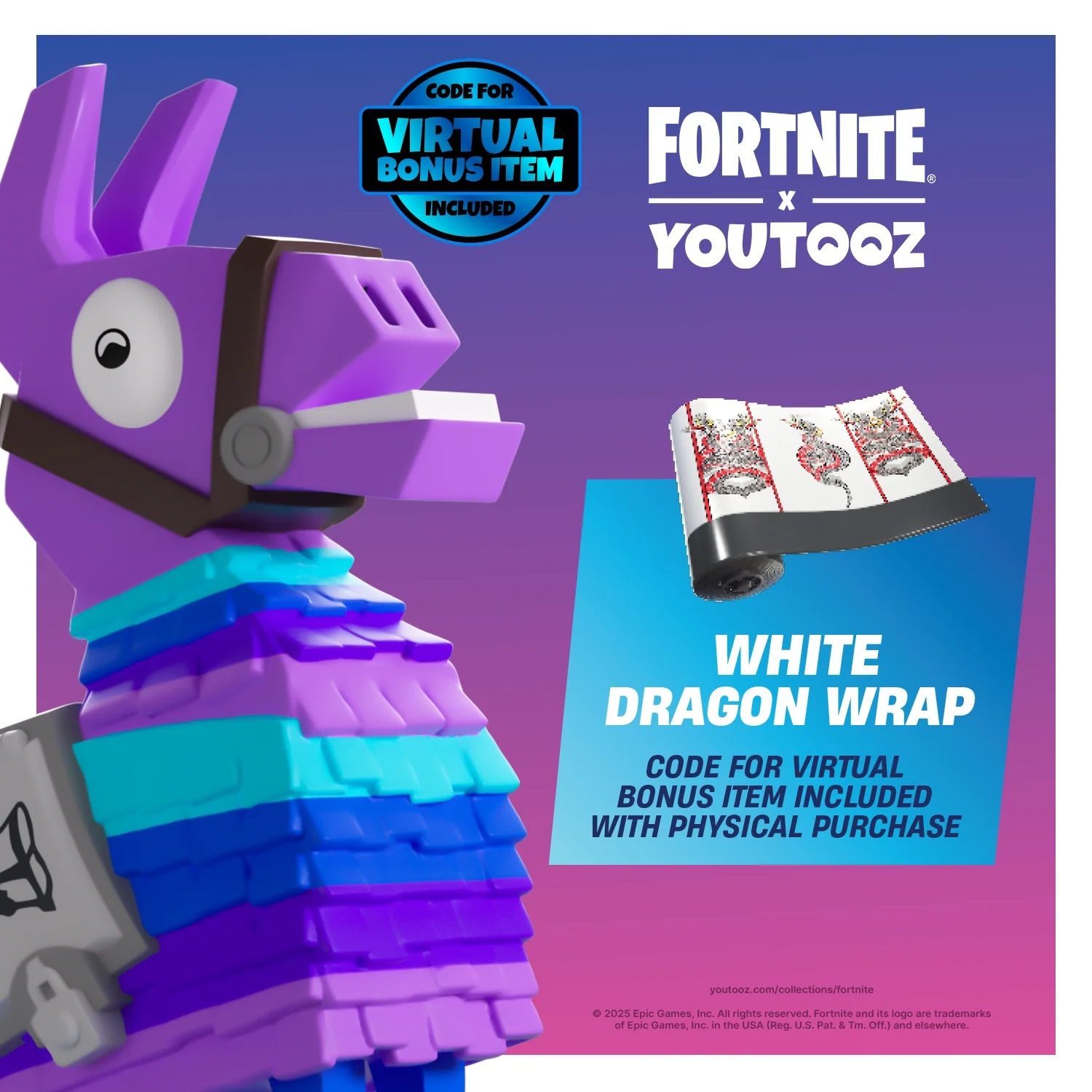 White Dragon Wrap virtual bonus item for Fortnite x YouTooz.