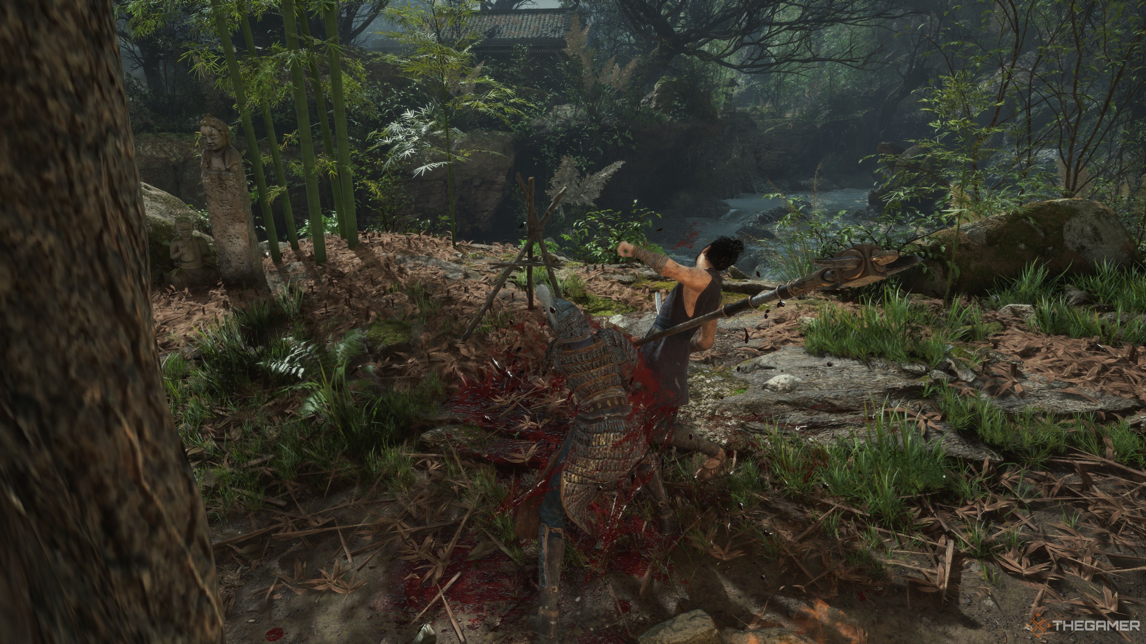 Bai Wuchang landing a devastating, charged heavy attack with her Empyrean Greataxe in Wuchang: Fallen Feathers.