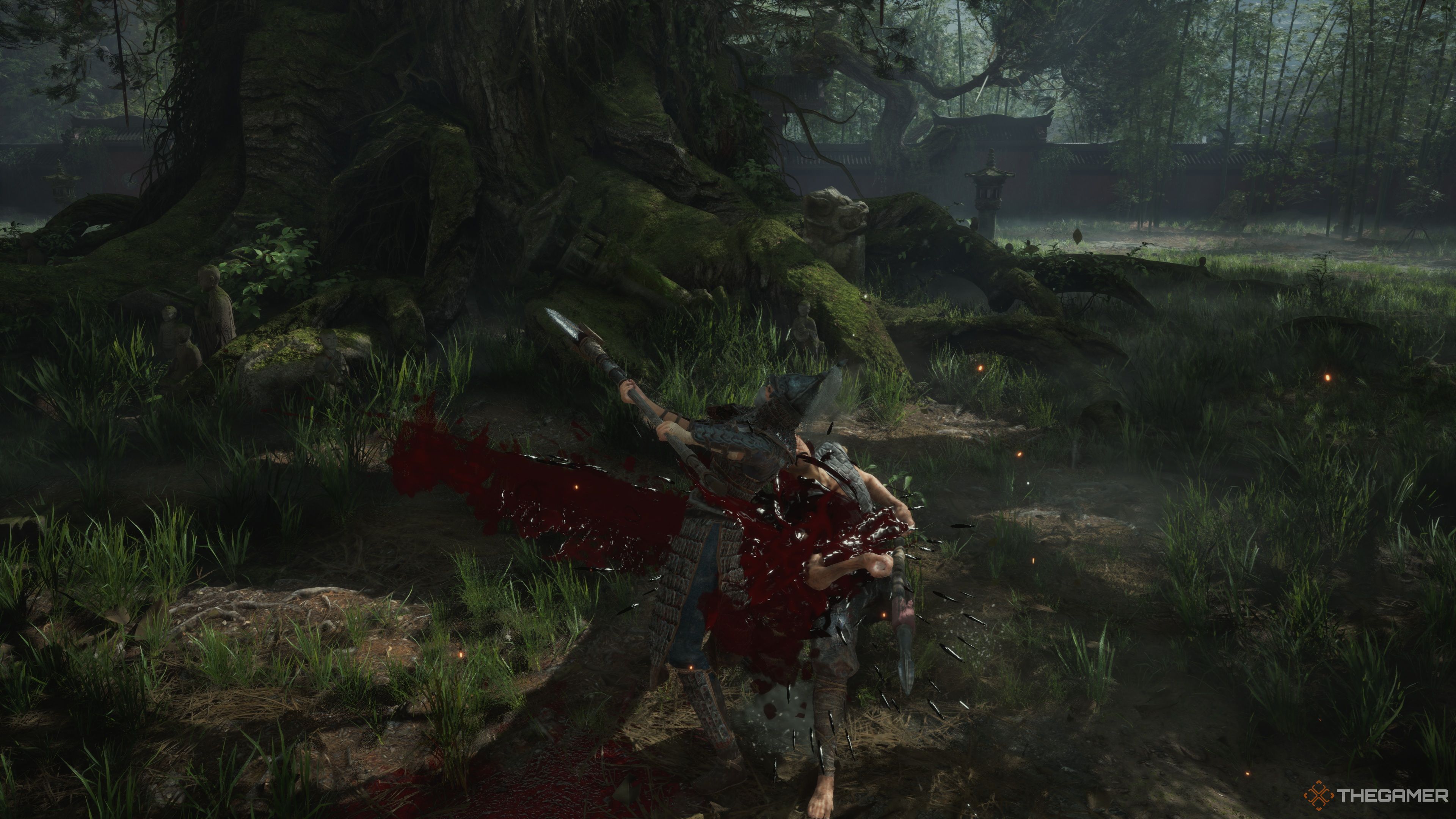 Bai Wuchang landing a devastating strike with her Empyrean Greataxe in Wuchang: Fallen Feathers.