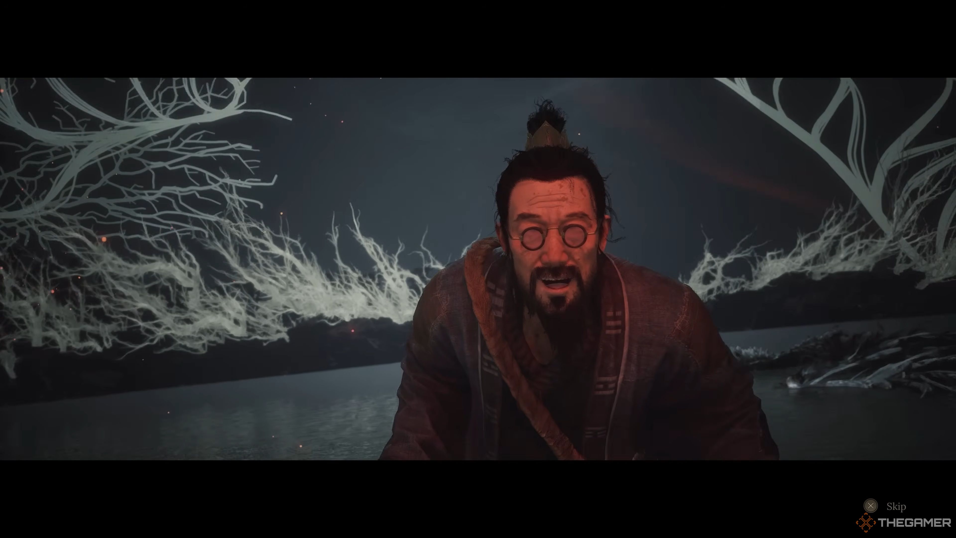 Xuanyangzi laughing after Bai Wuchang defeats the Feathery Ambition boss in Wuchang: Fallen Feathers.