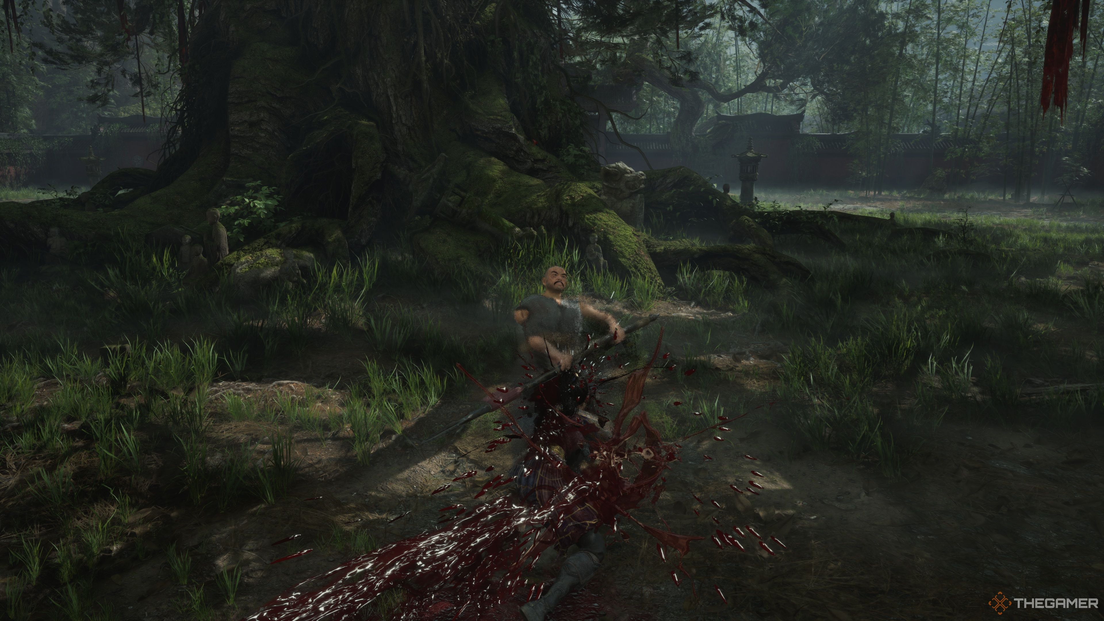 Bai Wuchang landing a devastating lunging strike with her Steampowered Spear in Wuchang: Fallen Feathers.
