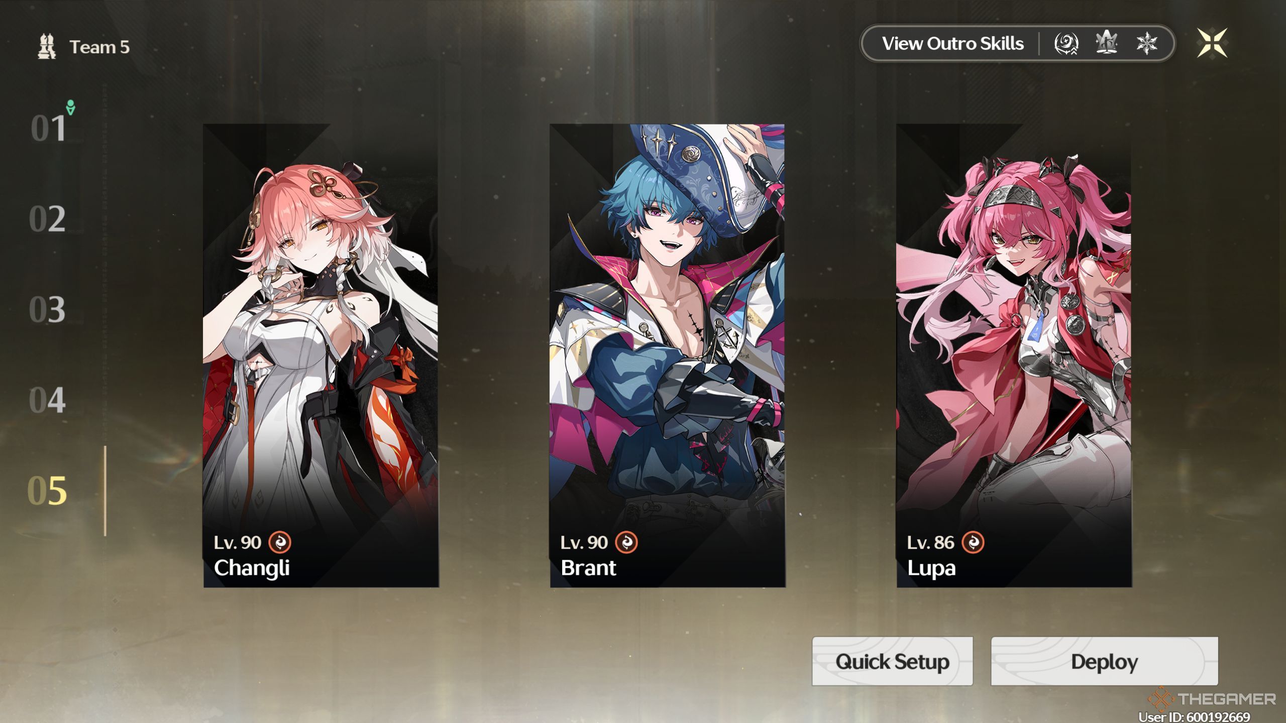 Wuthering Waves Lupa best team with Brant and Changli.