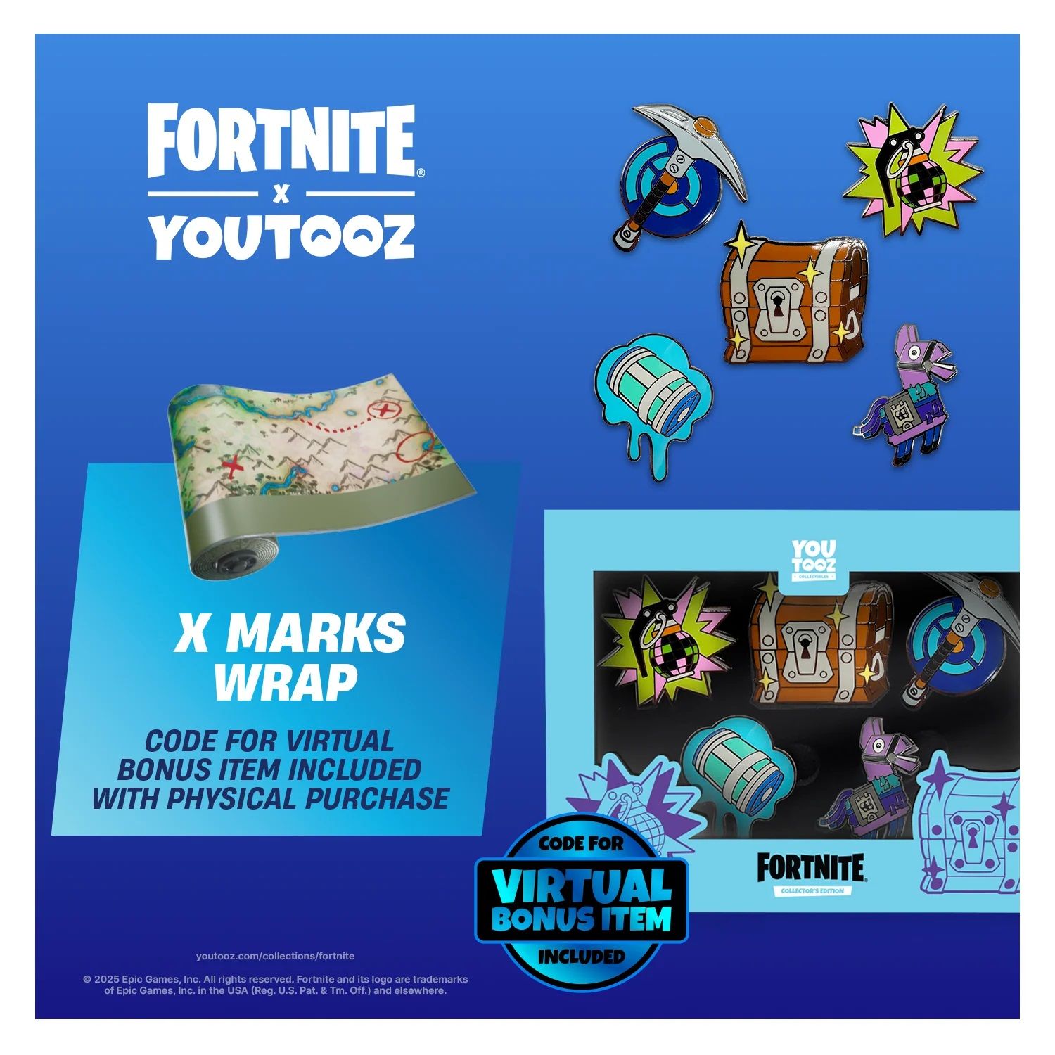 X Marks Wrap virtual bonus item for Fortnite x YouTooz.
