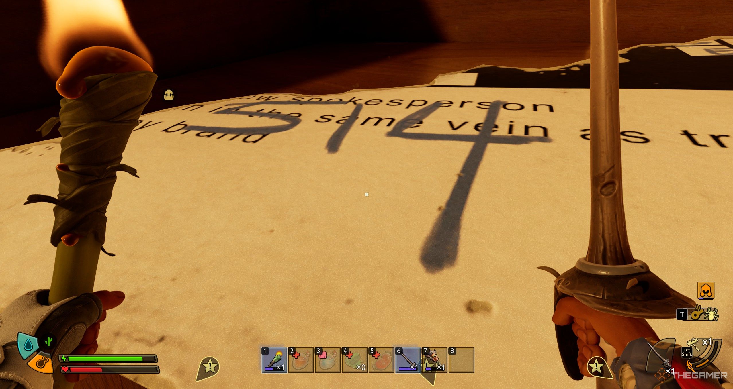 The lectern briefcase code in Grounded 2, reading 514.