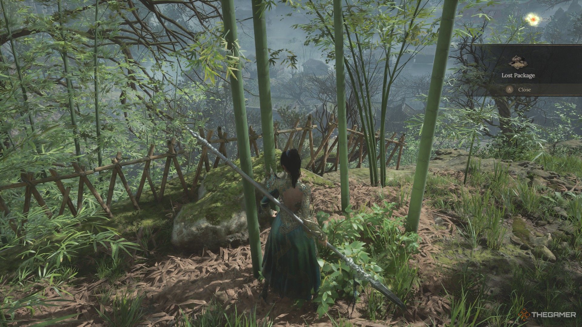 Wuchang finds and picks up the lost package in Wuchang: Fallen Feathers.