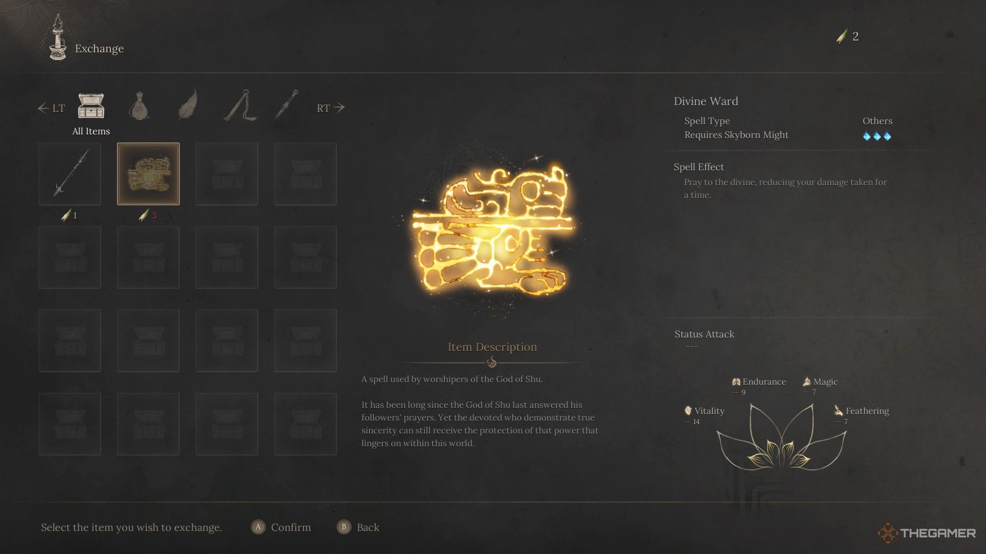Wuchang inspects Divine Ward while it is for sale in Wuchang: Fallen Feathers.