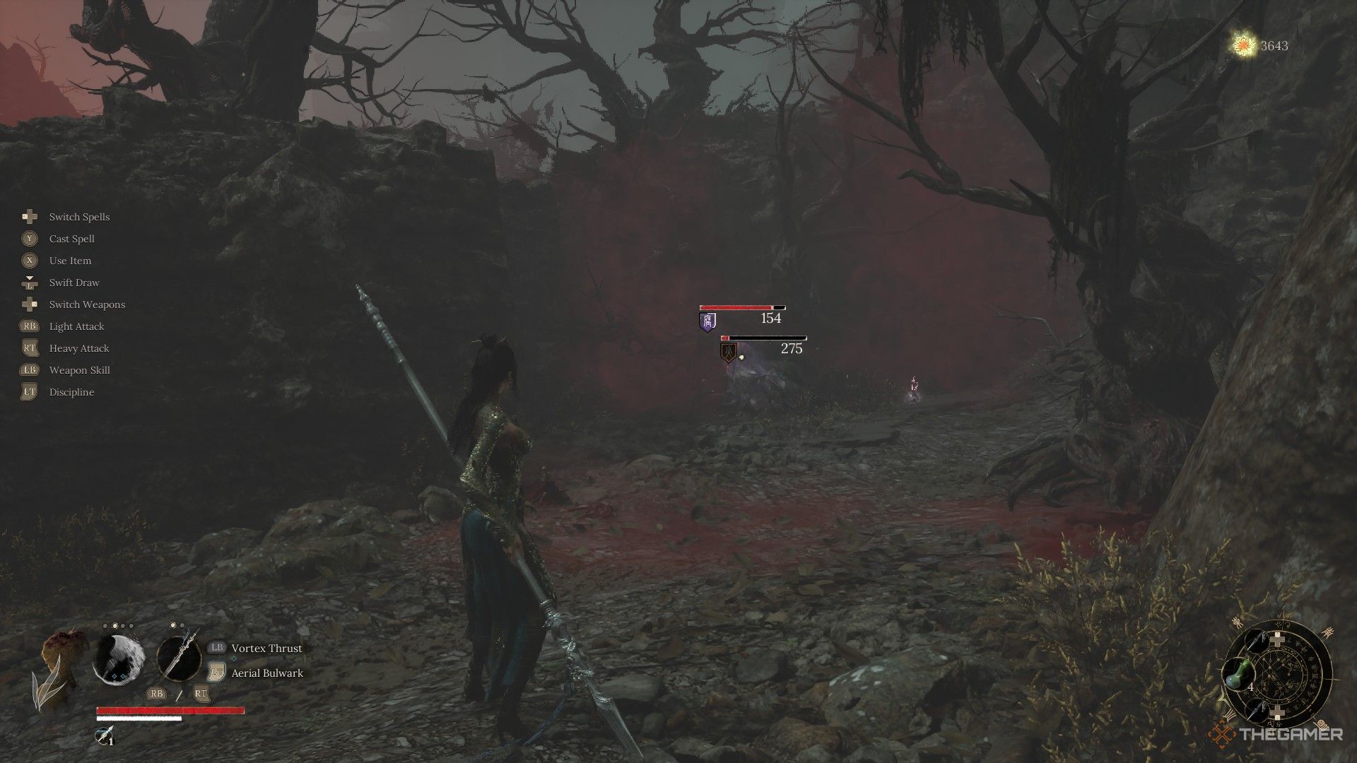 Wuchang watches her inner demon fight a living tree at Doomwillow Beach in Wuchang: Fallen Feathers.