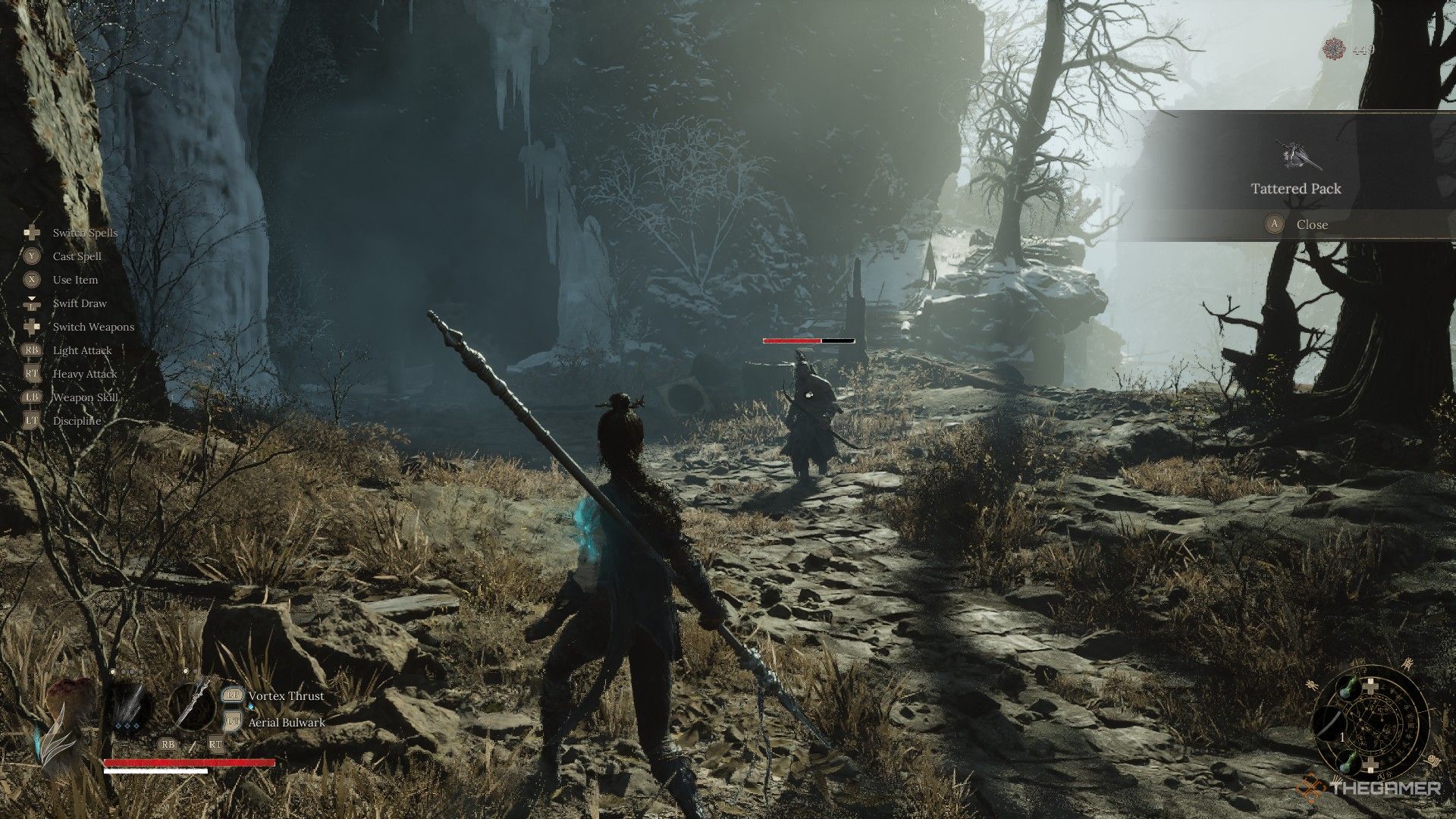 Wuchang picks up Nian Suichang's Tattered Pack in front of a strong archer in Wuchang: Fallen Feathers.