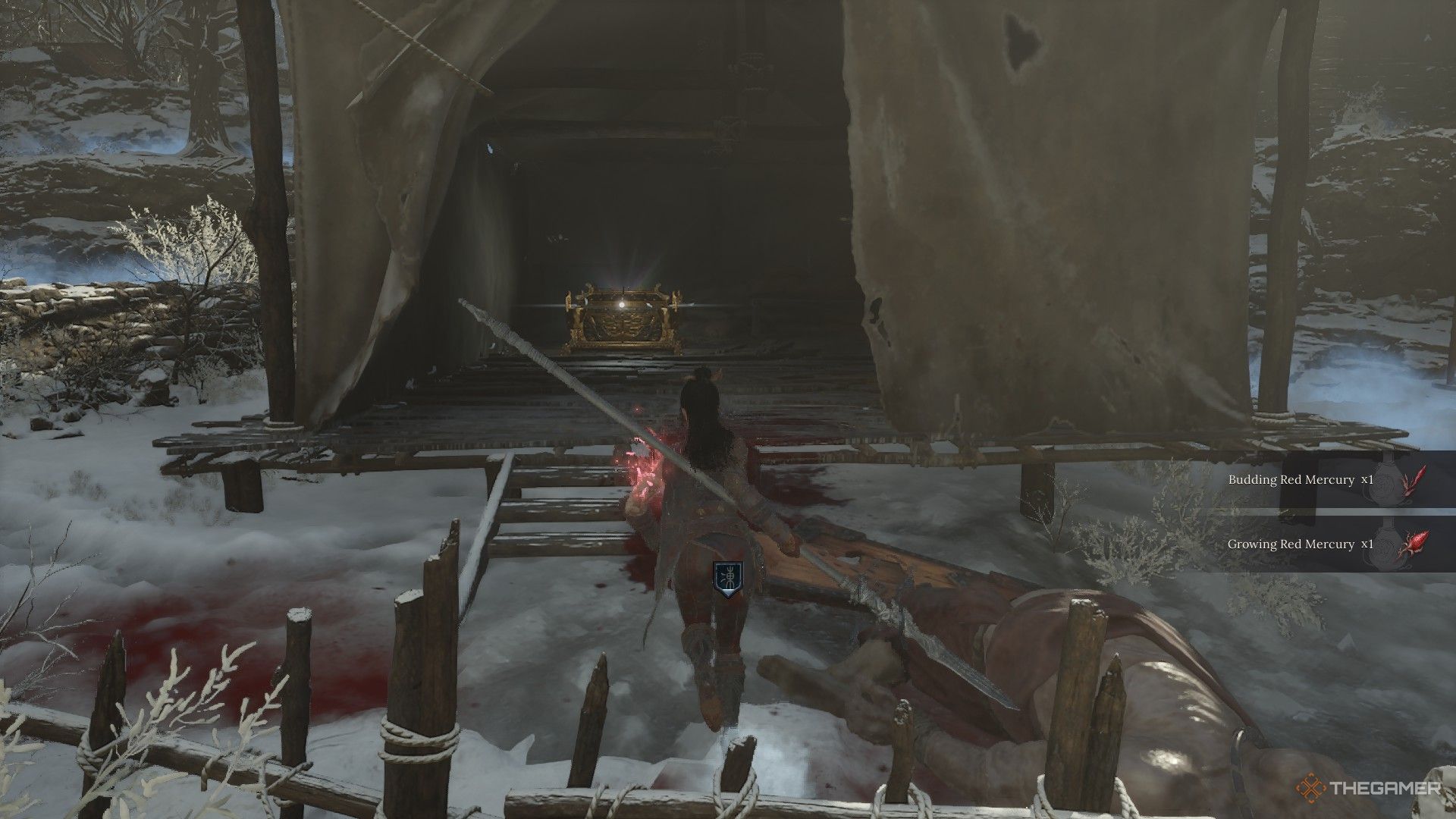 Wuchang finds the Lost Remains chest in a tent in the Cloudspire Outskirts in Wuchang: Fallen Feathers.