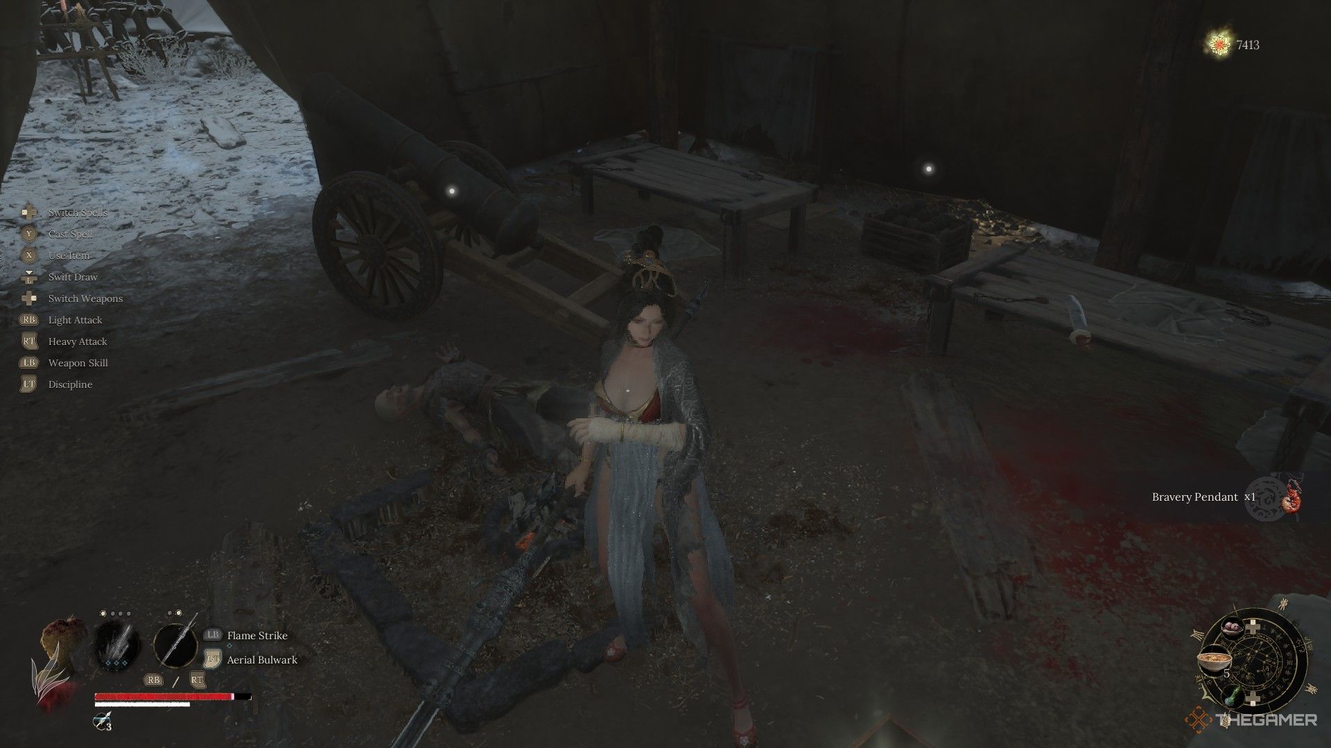 Wuchang finds the Bravery Pendant in a tent in the Rebel Camp in Wuchang: Fallen Feathers.