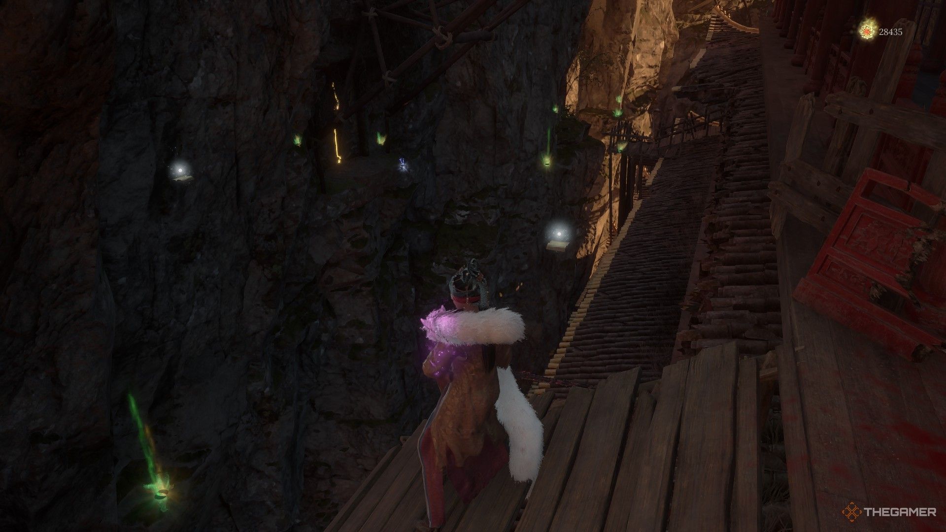 Wuchang finds an invisible path leading to the Forgotten Remembrance at Mt. Zhenwu Temple in Wuchang: Fallen Feathers.