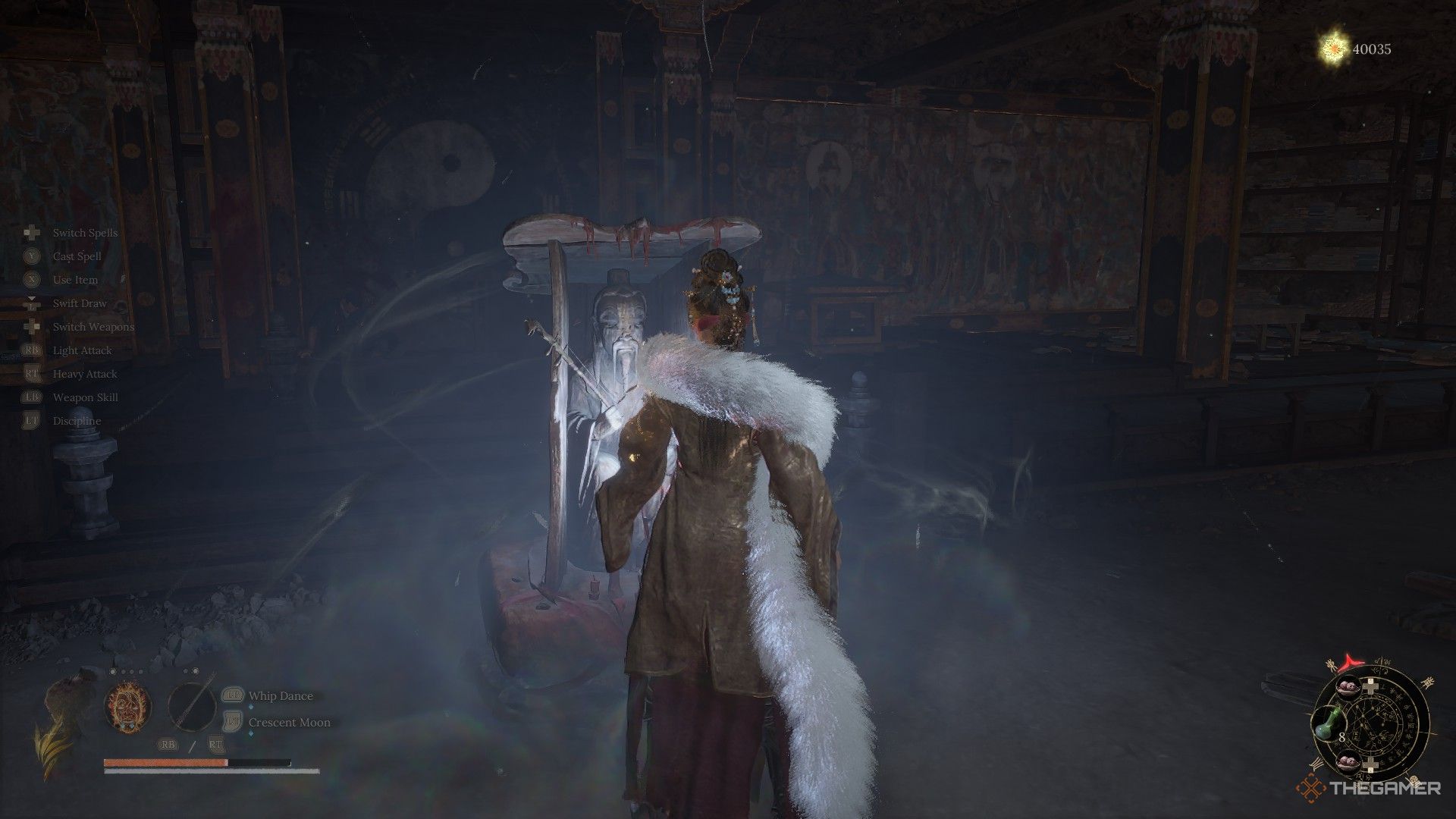 Wuchang interacts with a shrine in Wuchang: Fallen Feathers.