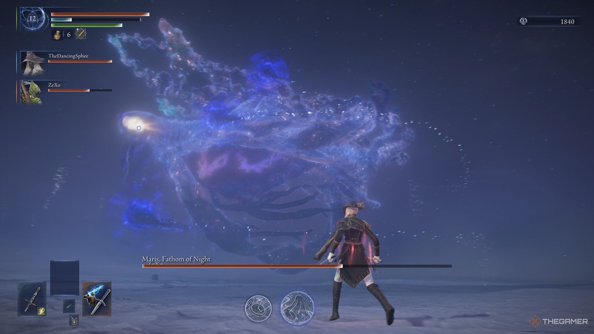 Duchess locks onto Maris as she darts by with the Night Crown in Elden Ring Nightreign.