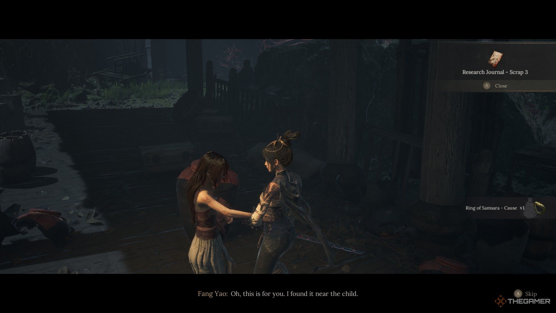 Fang Yao gives Wu Chang the Ring of Samsara in Wuchang: Fallen Feathers.