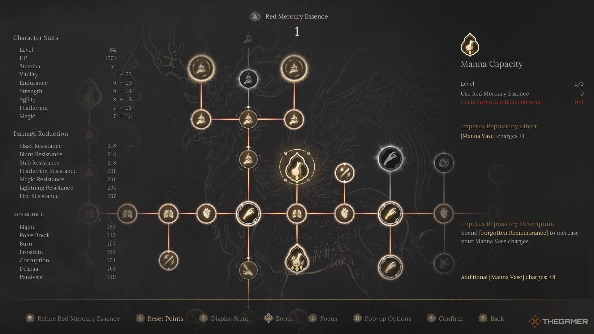 Wuchang upgrades the Manna Capacity using a Forgotten Remembrance in Wuchang: Fallen Feathers.