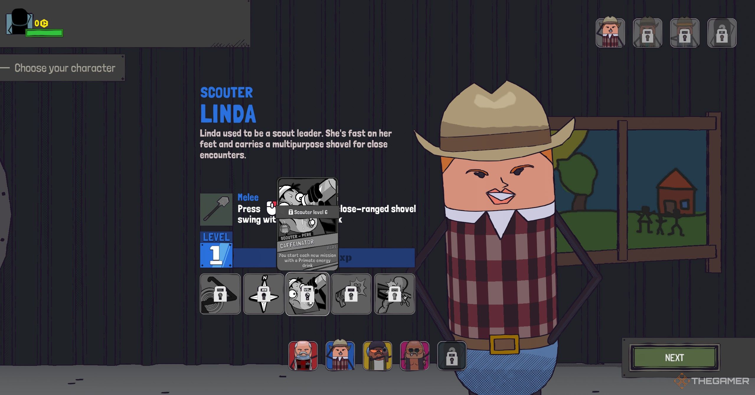 Linda character selection screen in Guntouchables.