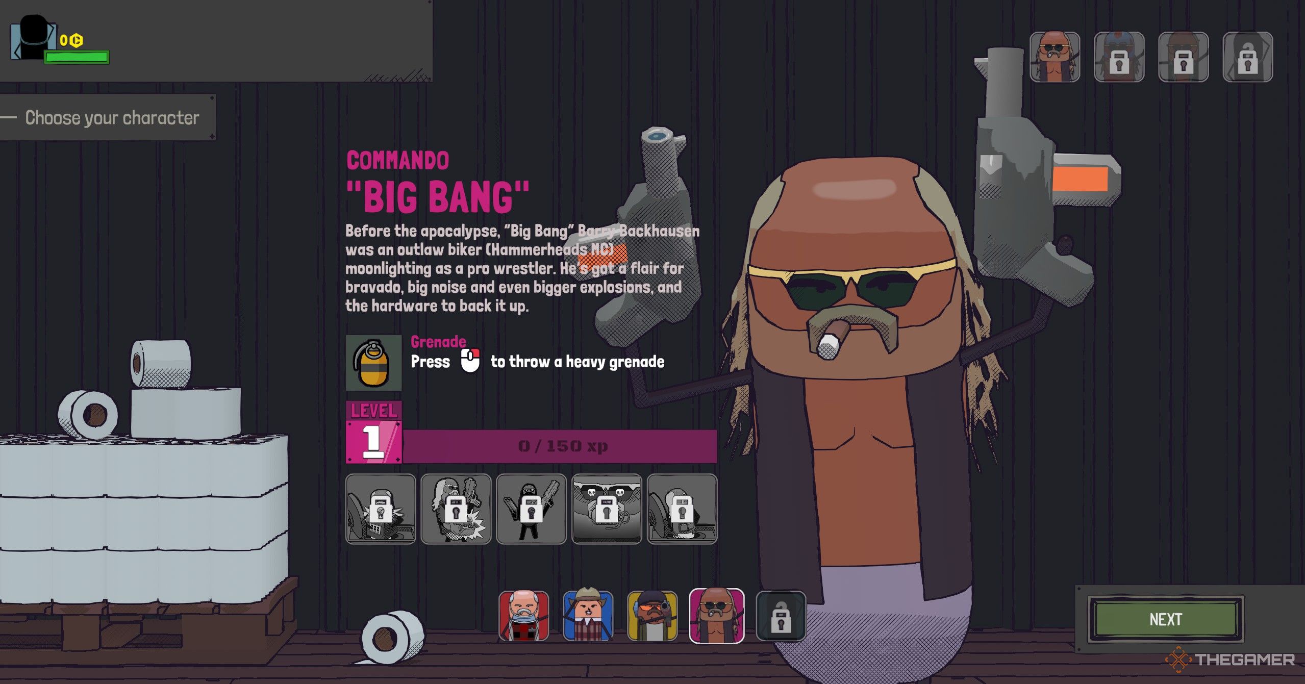 Character selection menu in Guntouchables.