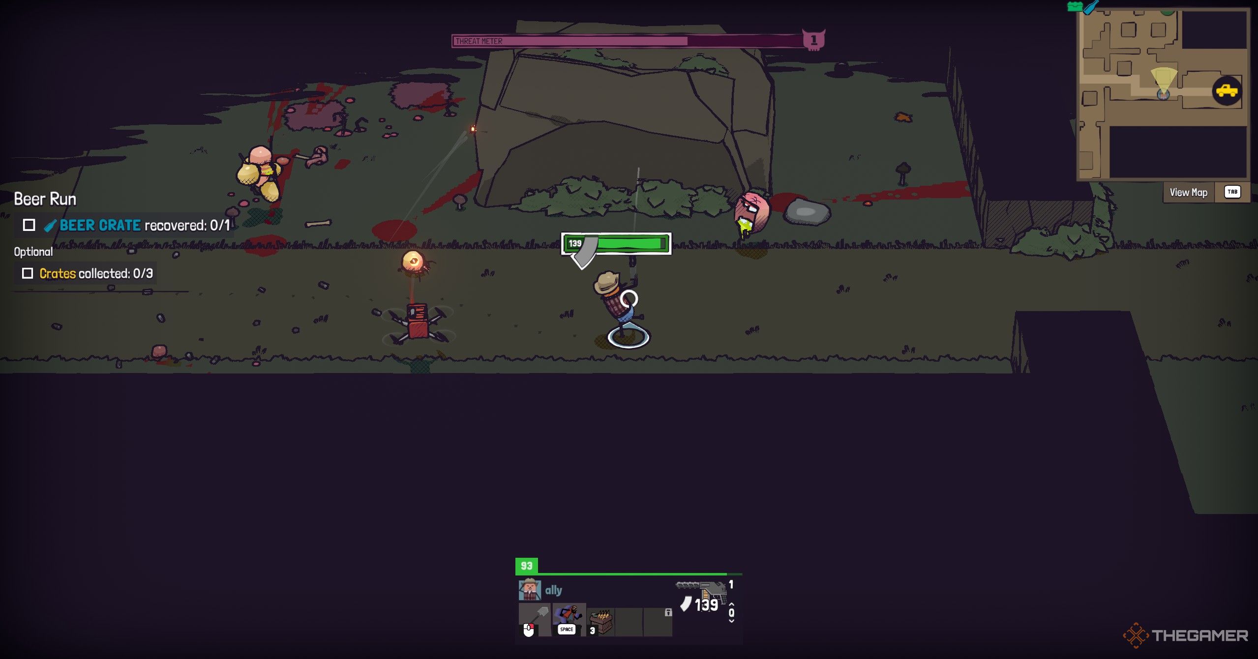 Character clearing out hoardes in Guntouchables.