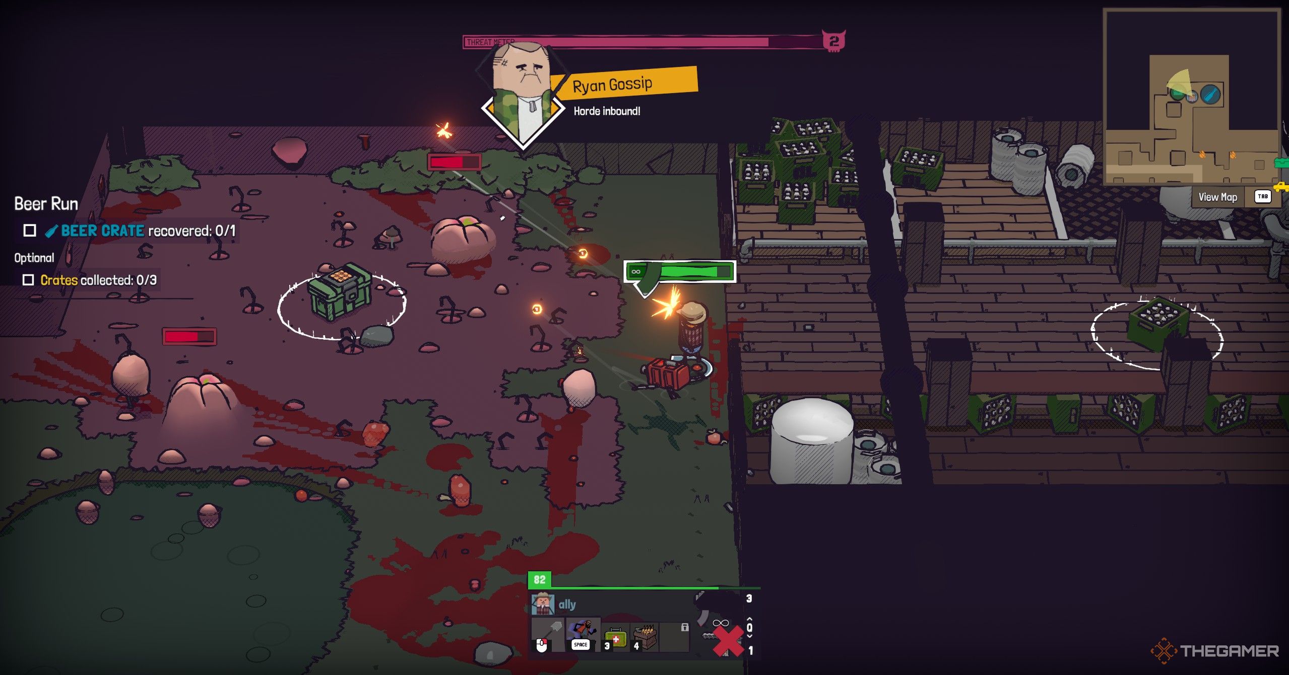 Character clearing out hoardes in Guntouchables.