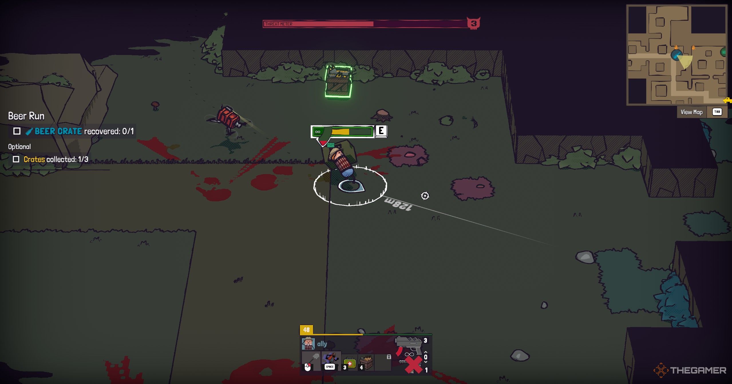 Character clearing out hoardes in Guntouchables.
